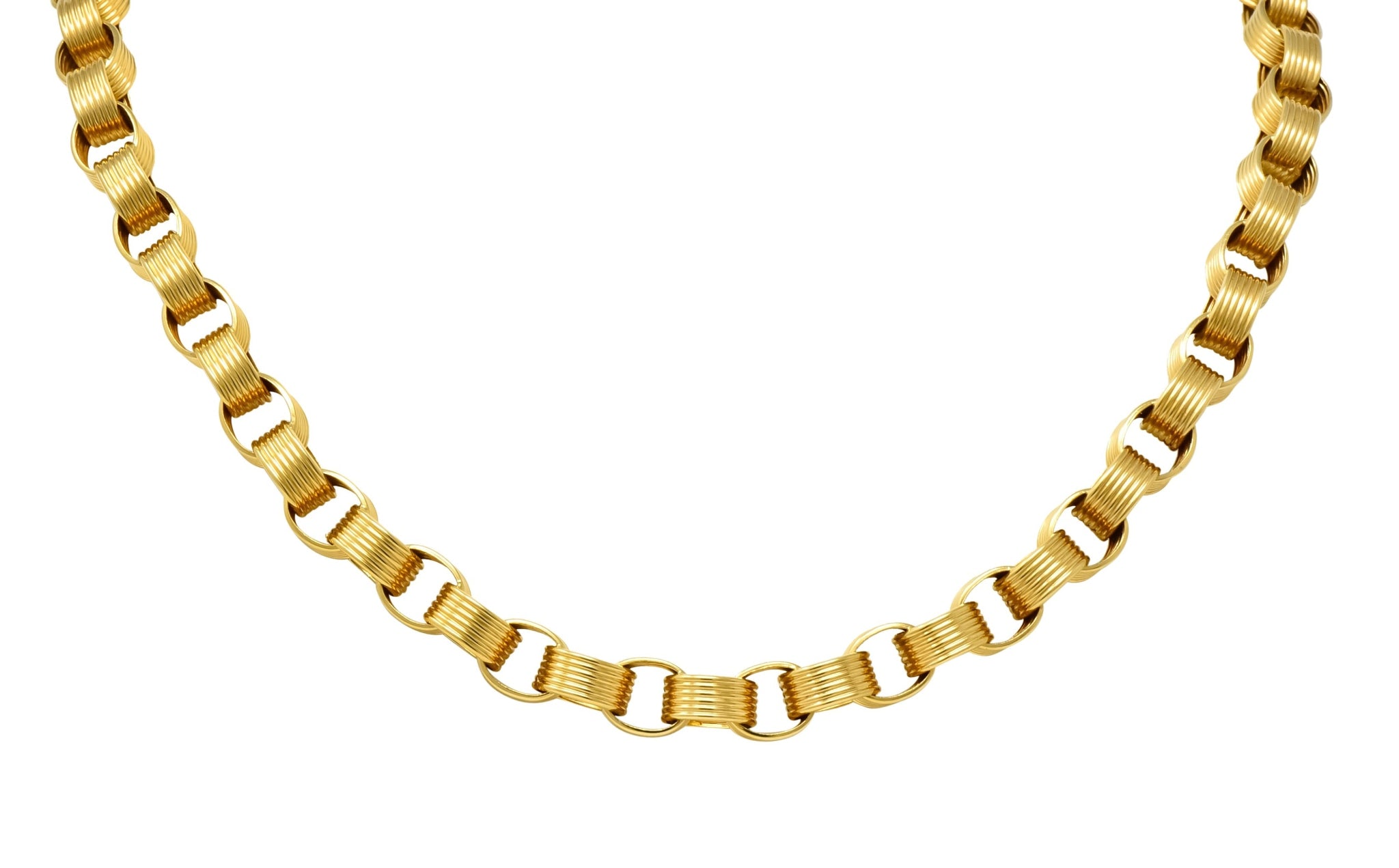 Vintage 1960's 18 Karat Yellow Gold Large Linked Rolo Chain Necklace - Wilson's Estate Jewelry
