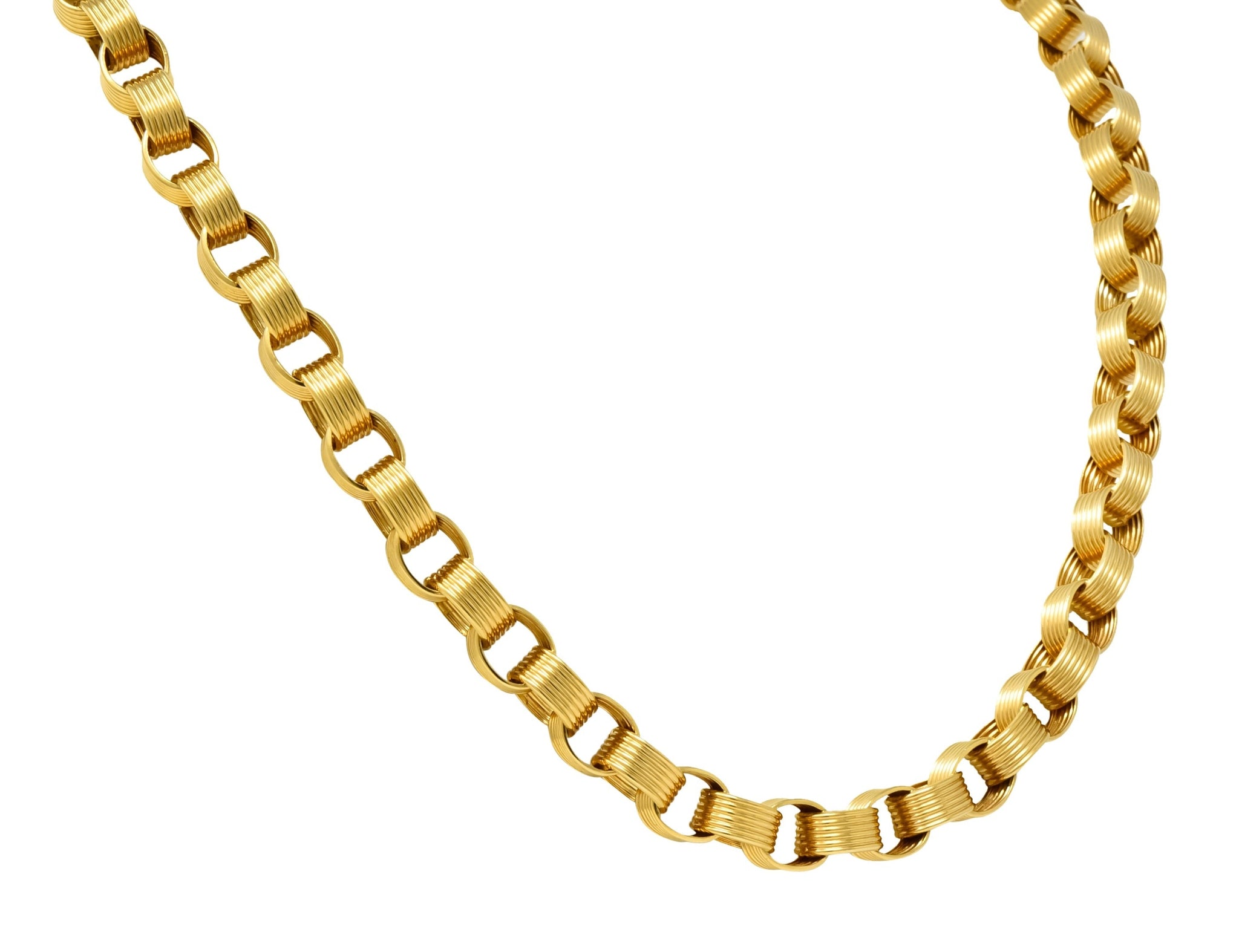 Vintage 1960's 18 Karat Yellow Gold Large Linked Rolo Chain Necklace - Wilson's Estate Jewelry