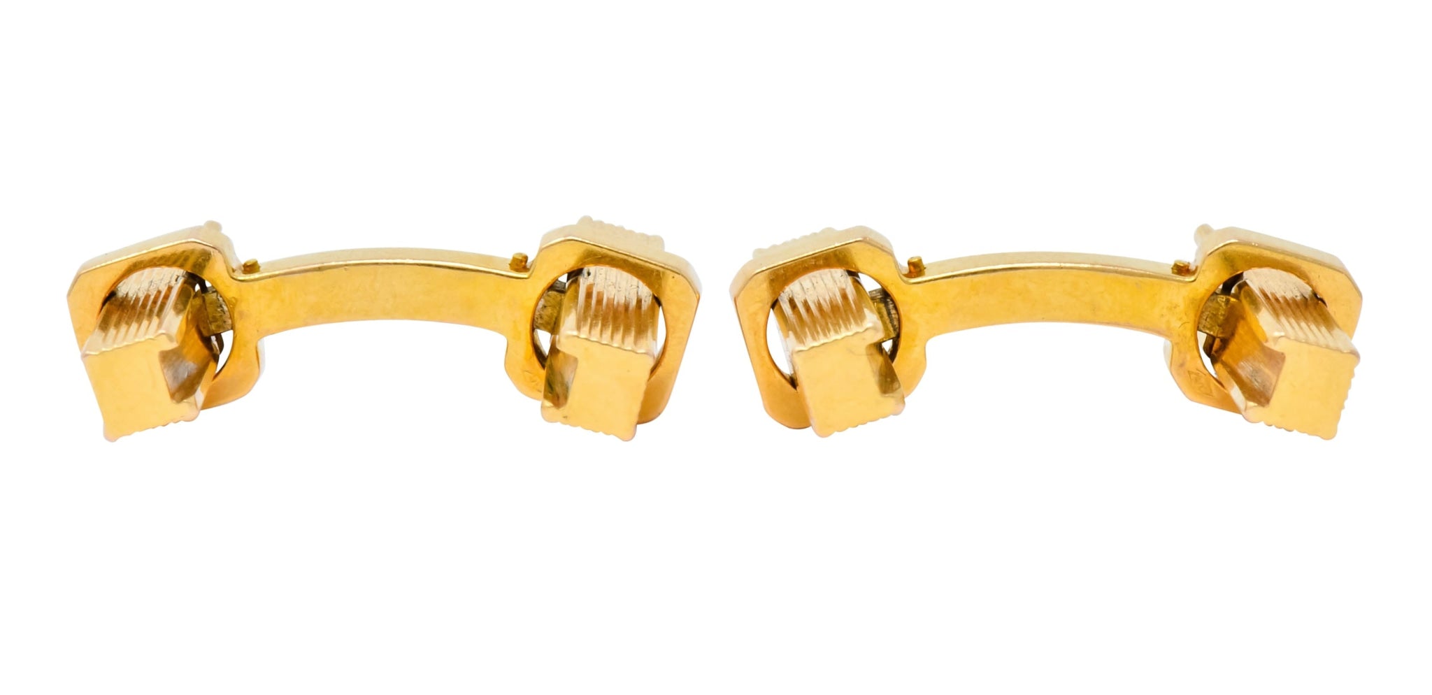 Vintage 1960's French 18 Karat Gold Men's Articulated Bar Cufflinks - Wilson's Estate Jewelry