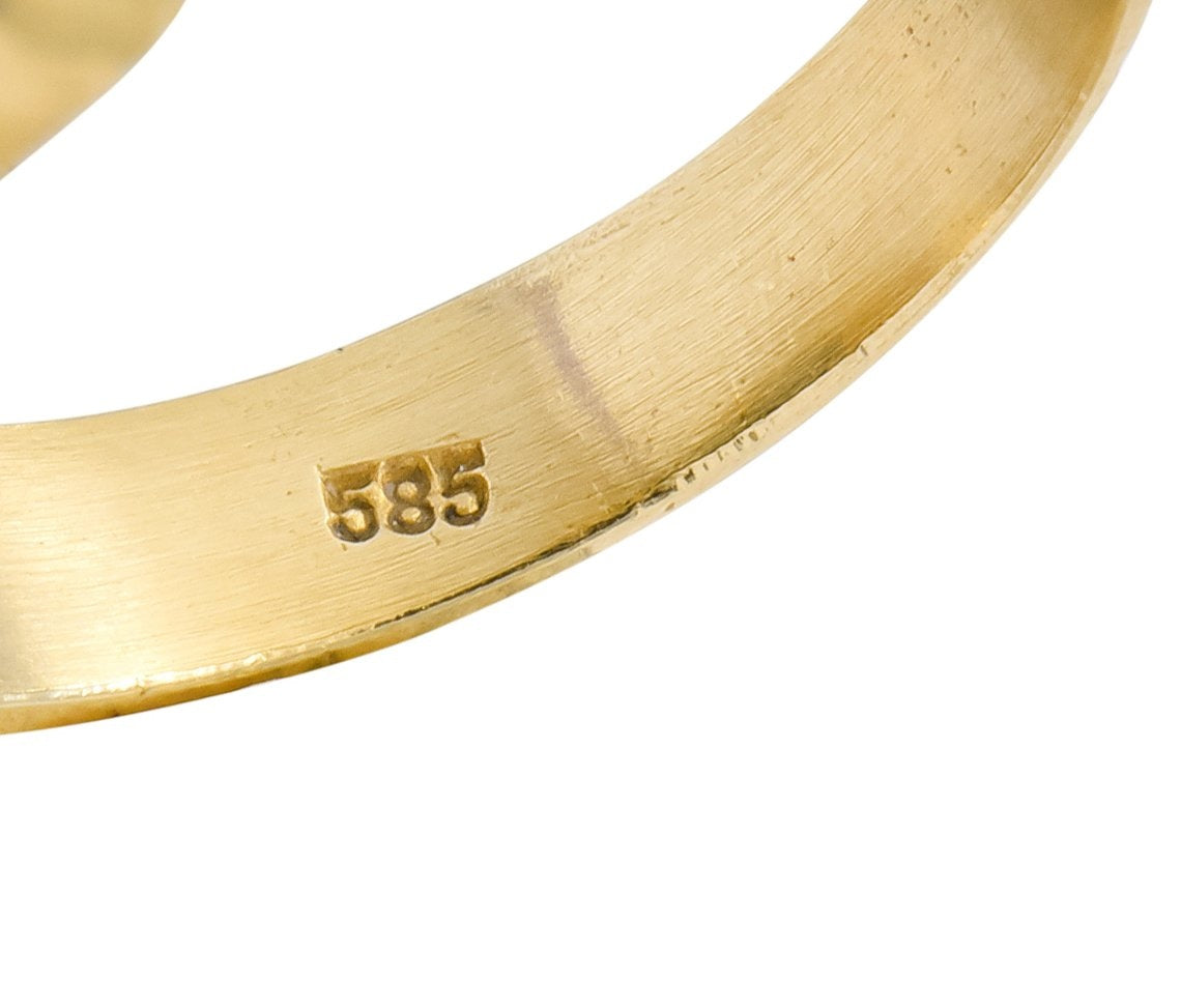 Vintage 1960's Turquoise 14 Karat Gold Square Ring - Wilson's Estate Jewelry