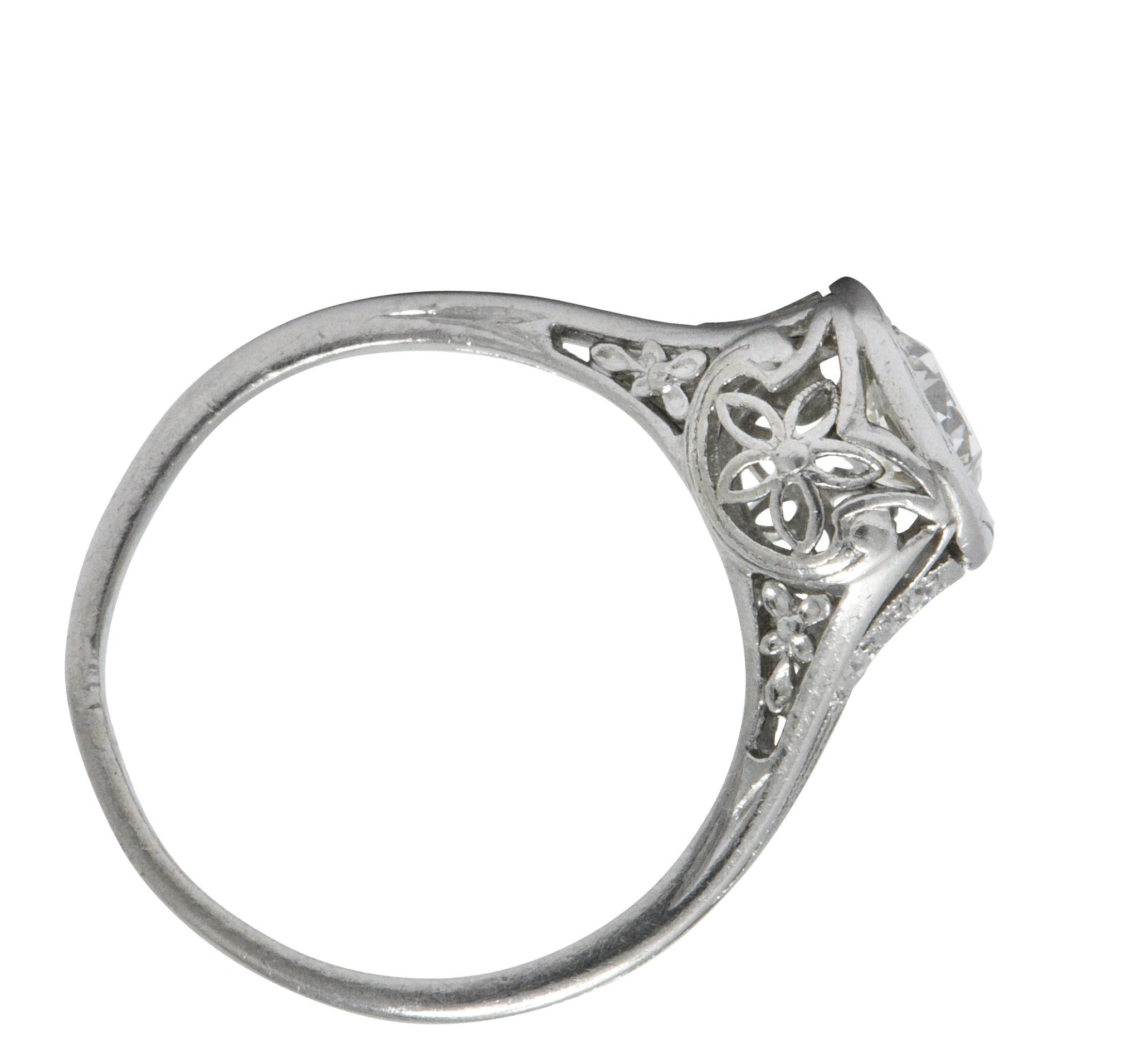 Vintage Art Deco 0.73 CTW Diamond Platinum Engagement Ring Wilson's Estate Jewelry