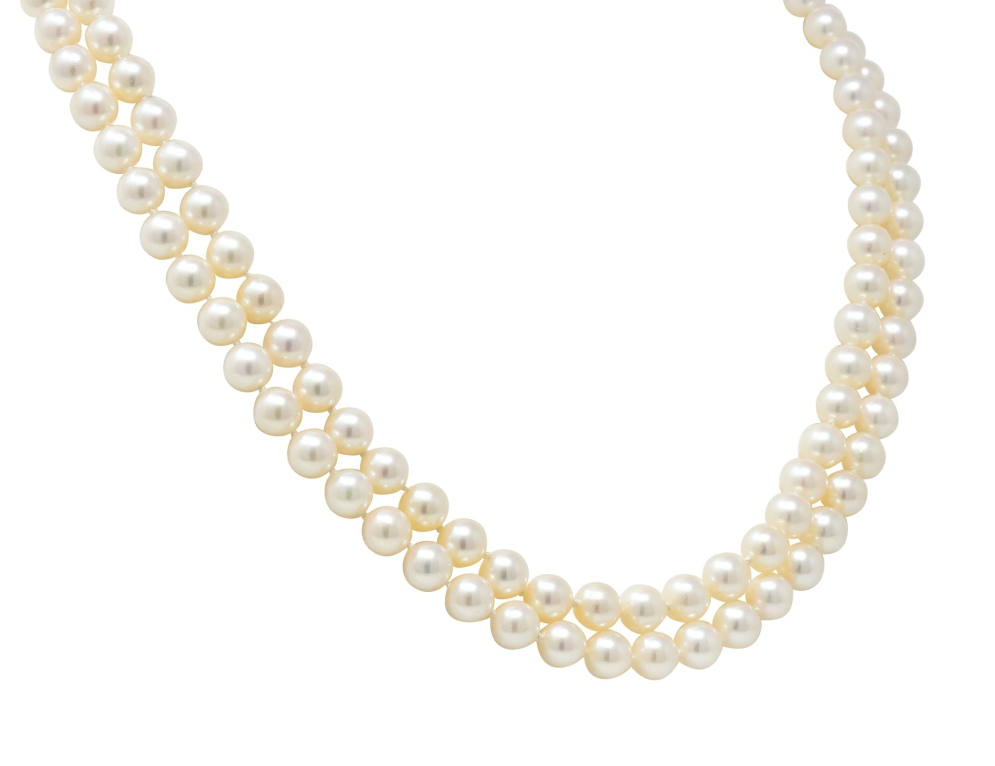 Vintage Tiffany & Co. Cultured Pearl 18 Karat Gold Double Strand Necklace Circa 1990's - Wilson's Estate Jewelry