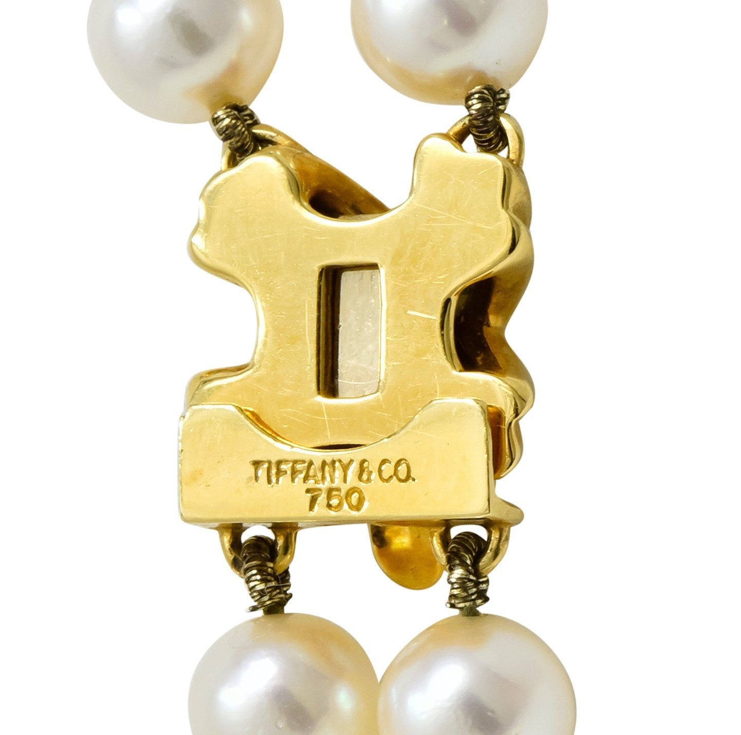 Vintage Tiffany & Co. Cultured Pearl 18 Karat Gold Double Strand Necklace Circa 1990's - Wilson's Estate Jewelry