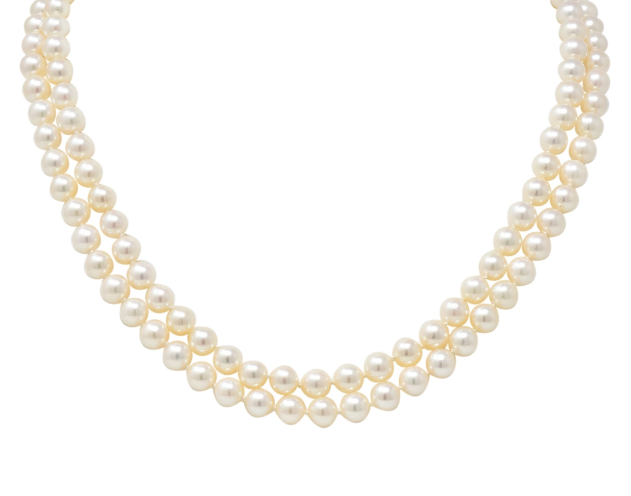 Vintage Tiffany & Co. Cultured Pearl 18 Karat Gold Double Strand Necklace Circa 1990's - Wilson's Estate Jewelry