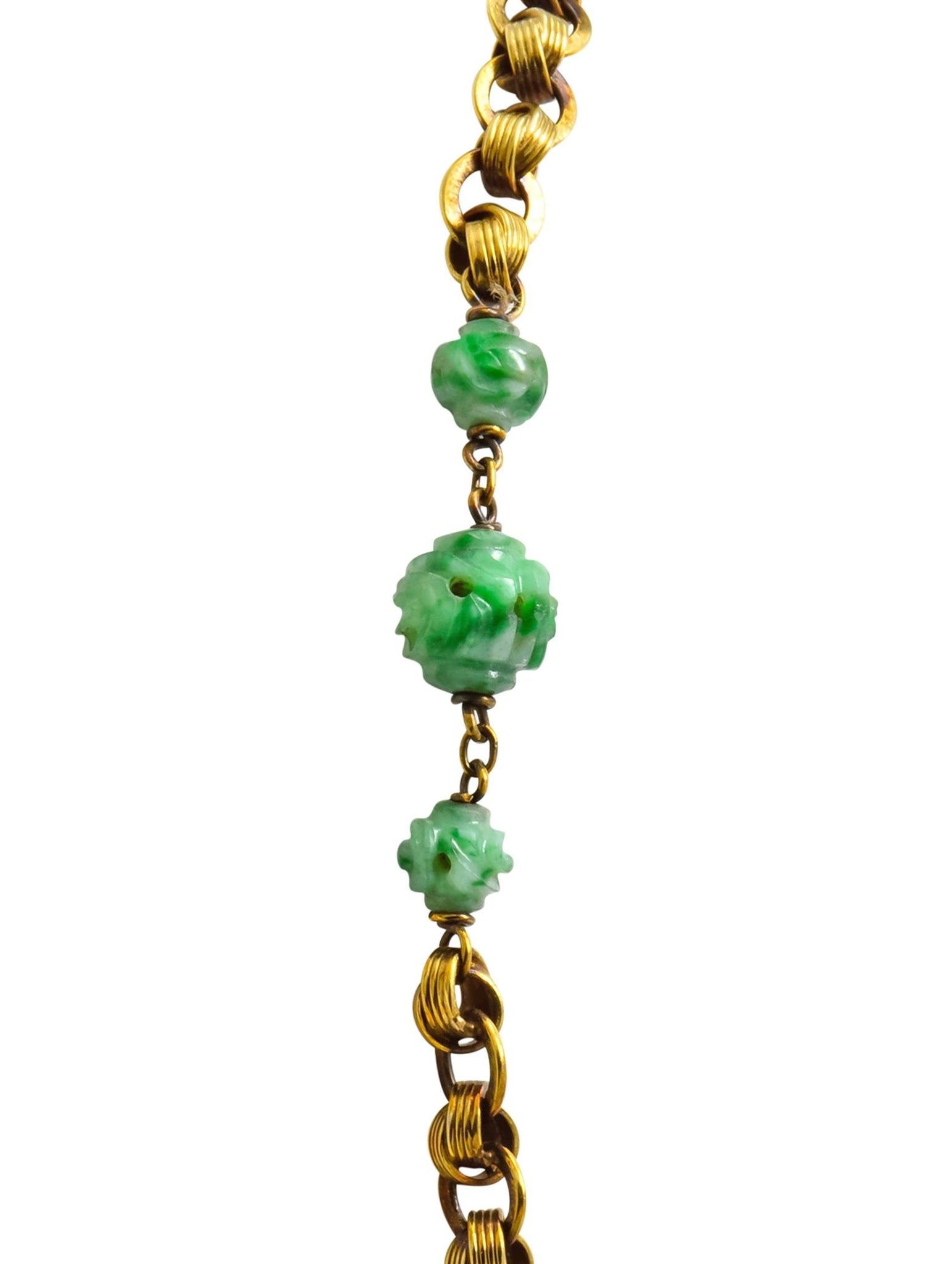 Walter Lampl Retro Jade 14 Karat Yellow Gold Drop Necklace - Wilson's Estate Jewelry