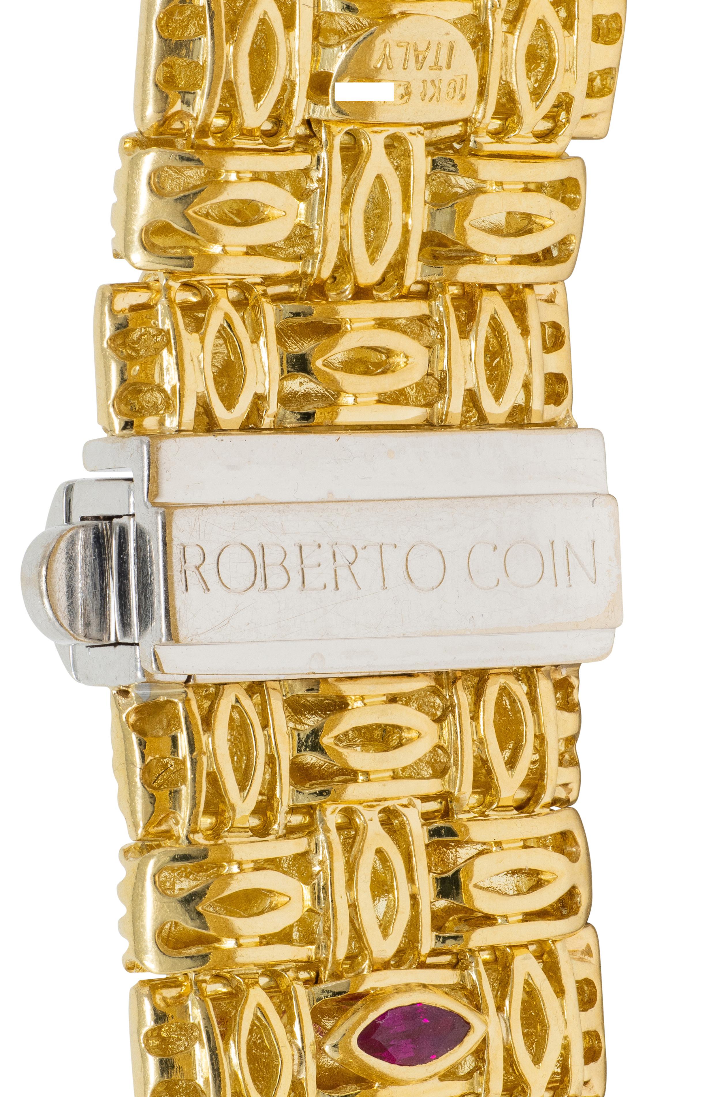 Roberto Coin Diamond 18 Karat Yellow White Gold Appassionata Woven Bracelet