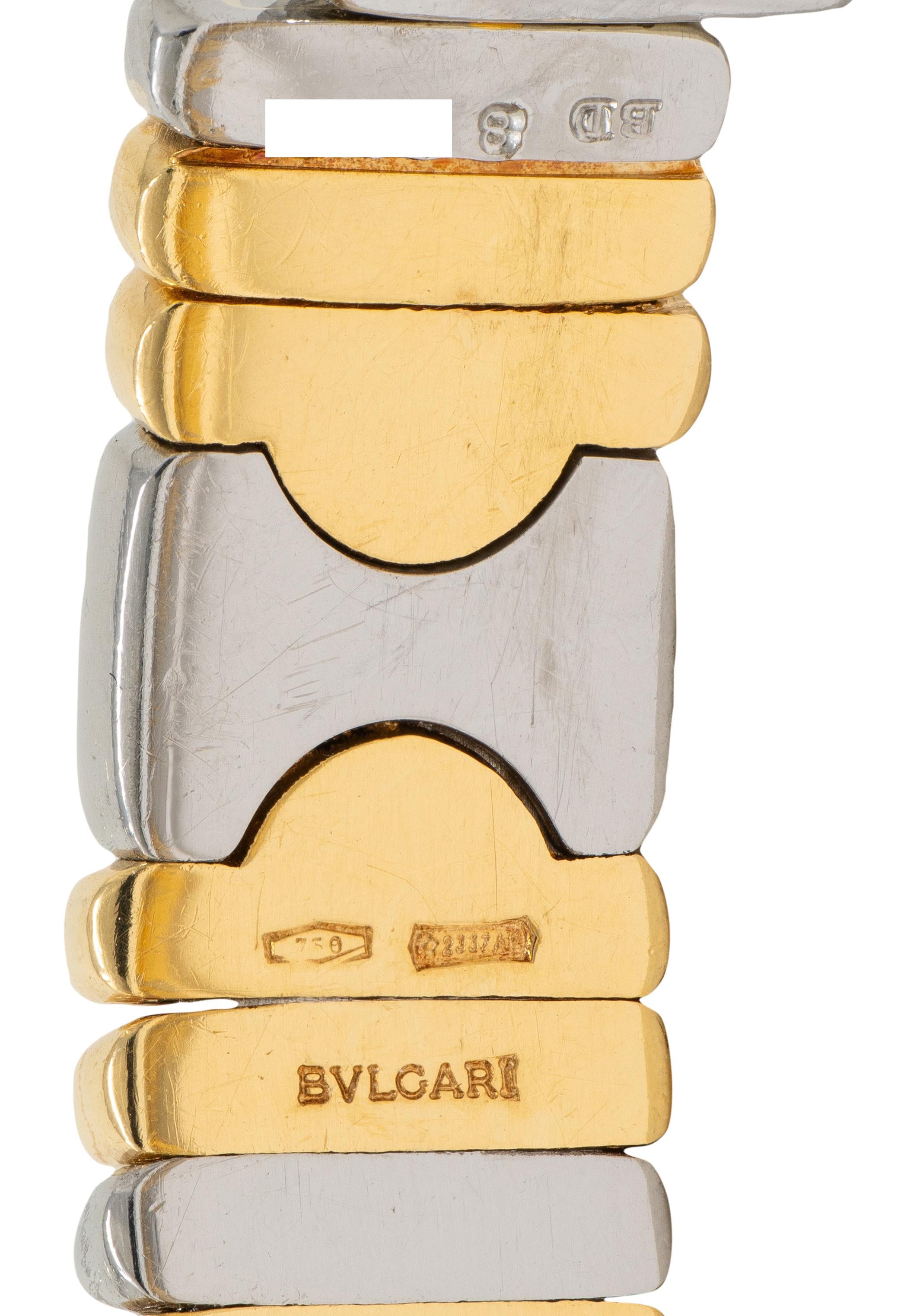 Bvlgari 1990's 18K Yellow Gold Stainless Steel Vintage Parentesi Cuff Bracelet