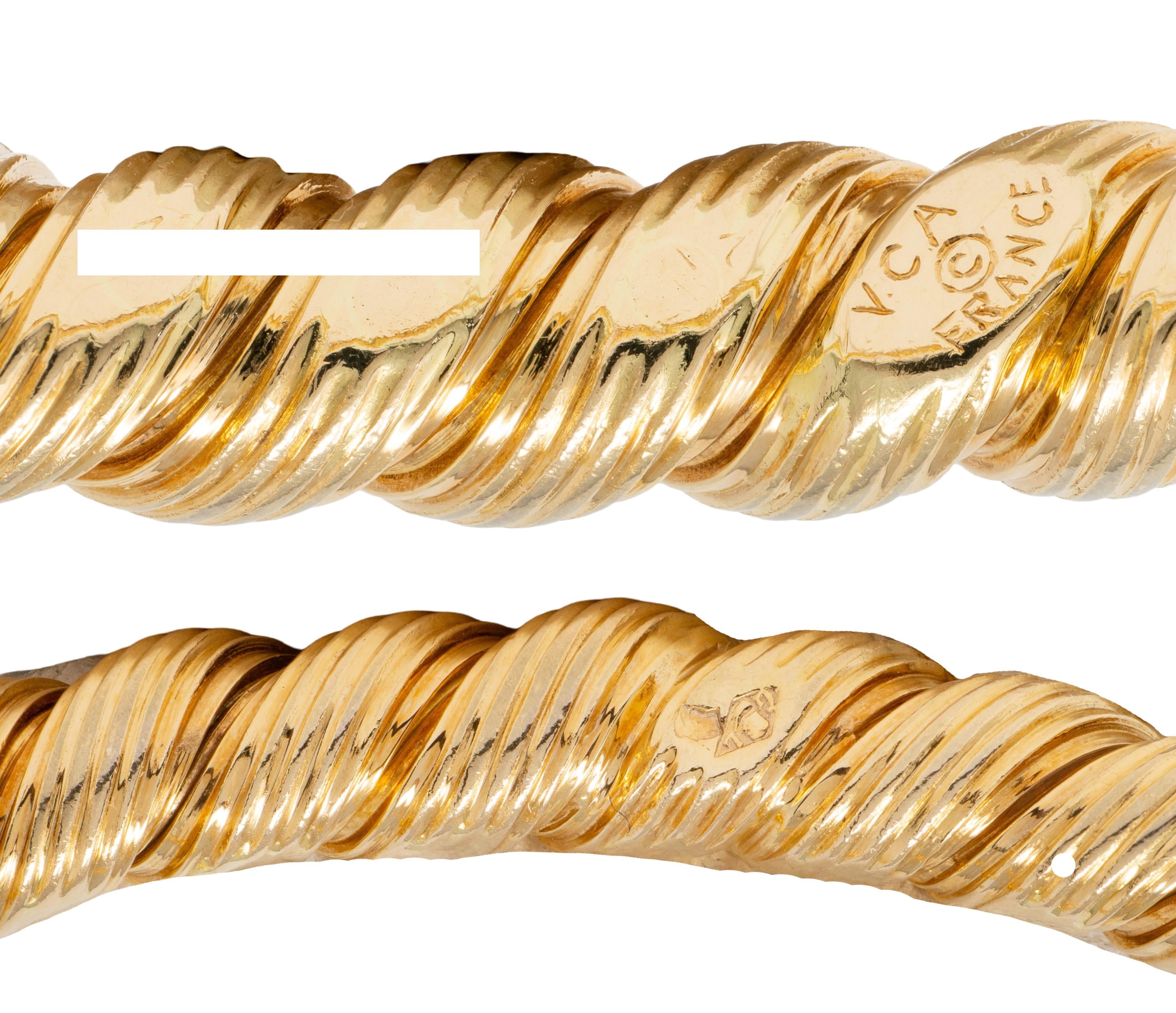 Van Cleef & Arpels 1960's 18K Yellow Gold Vintage Twisted Rope Bangle Bracelet