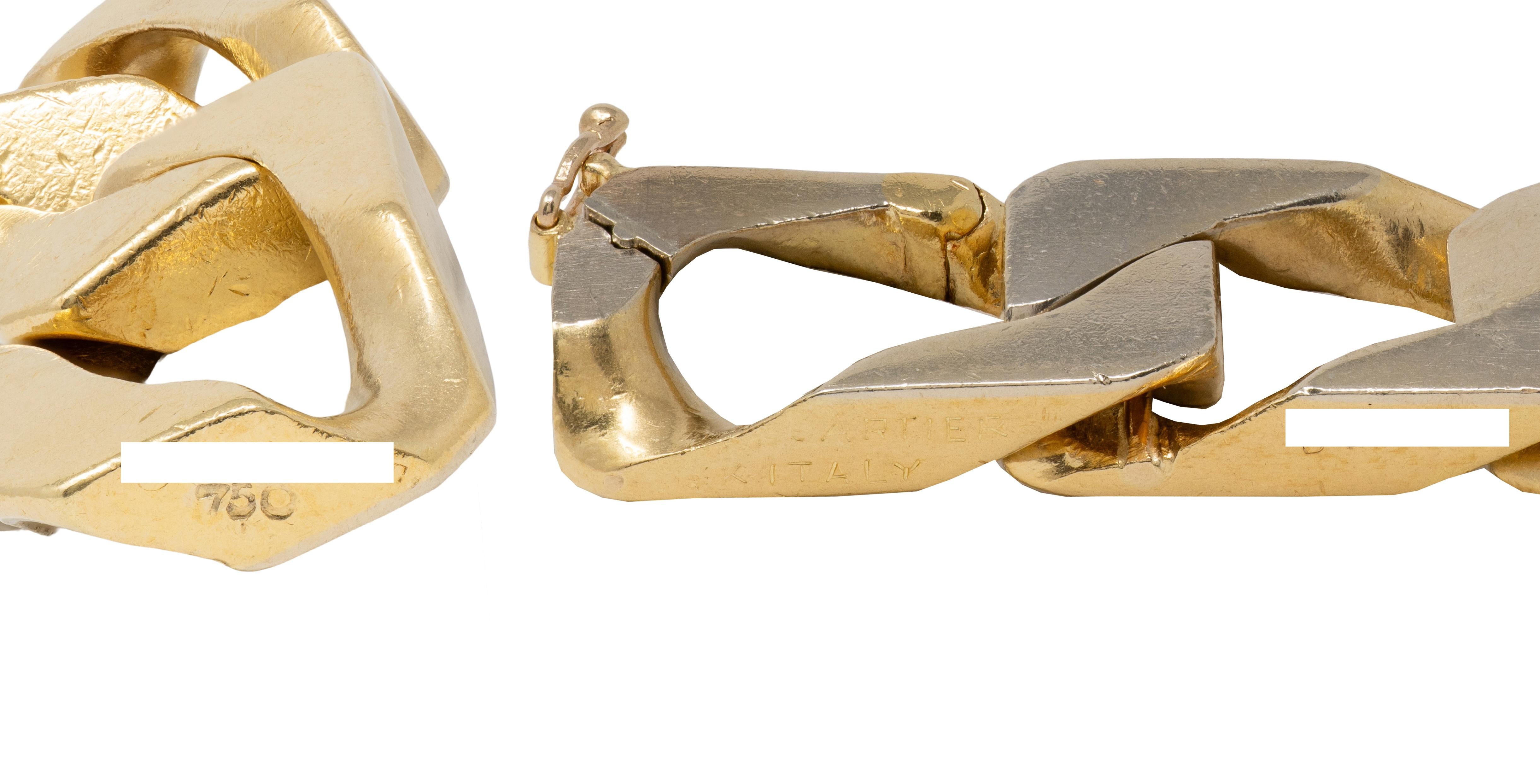 Cartier 1970's 18 Karat Two-Tone Gold Vintage Unisex Curb Link Chain Bracelet