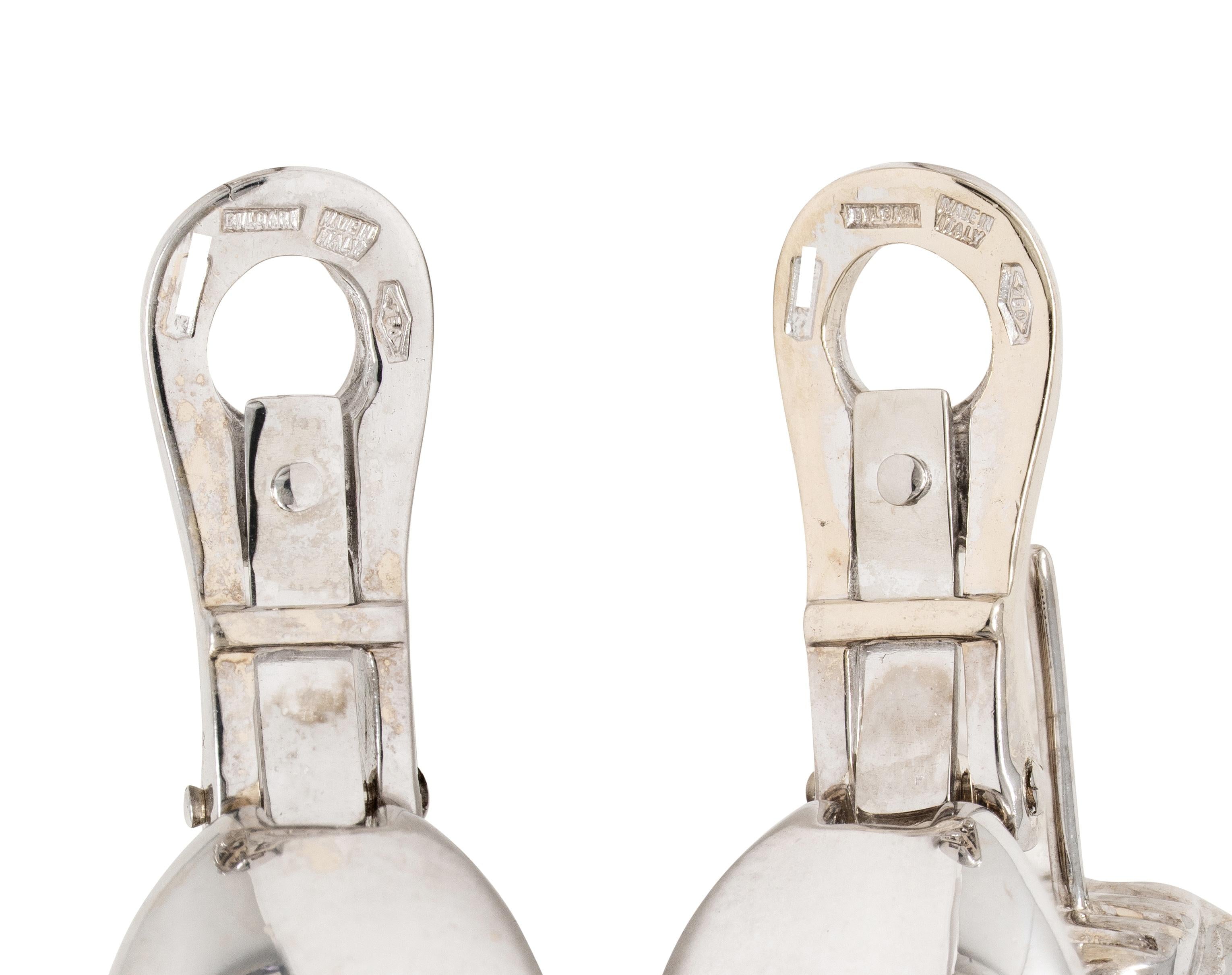 Bulgari 3.00 CTW Diamond 18 Karat White Gold Vintage Trika J-Hoop Earrings