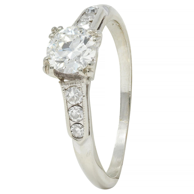 Late Art Deco 0.52 CTW Diamond 18 Karat White Gold Engagement Ring