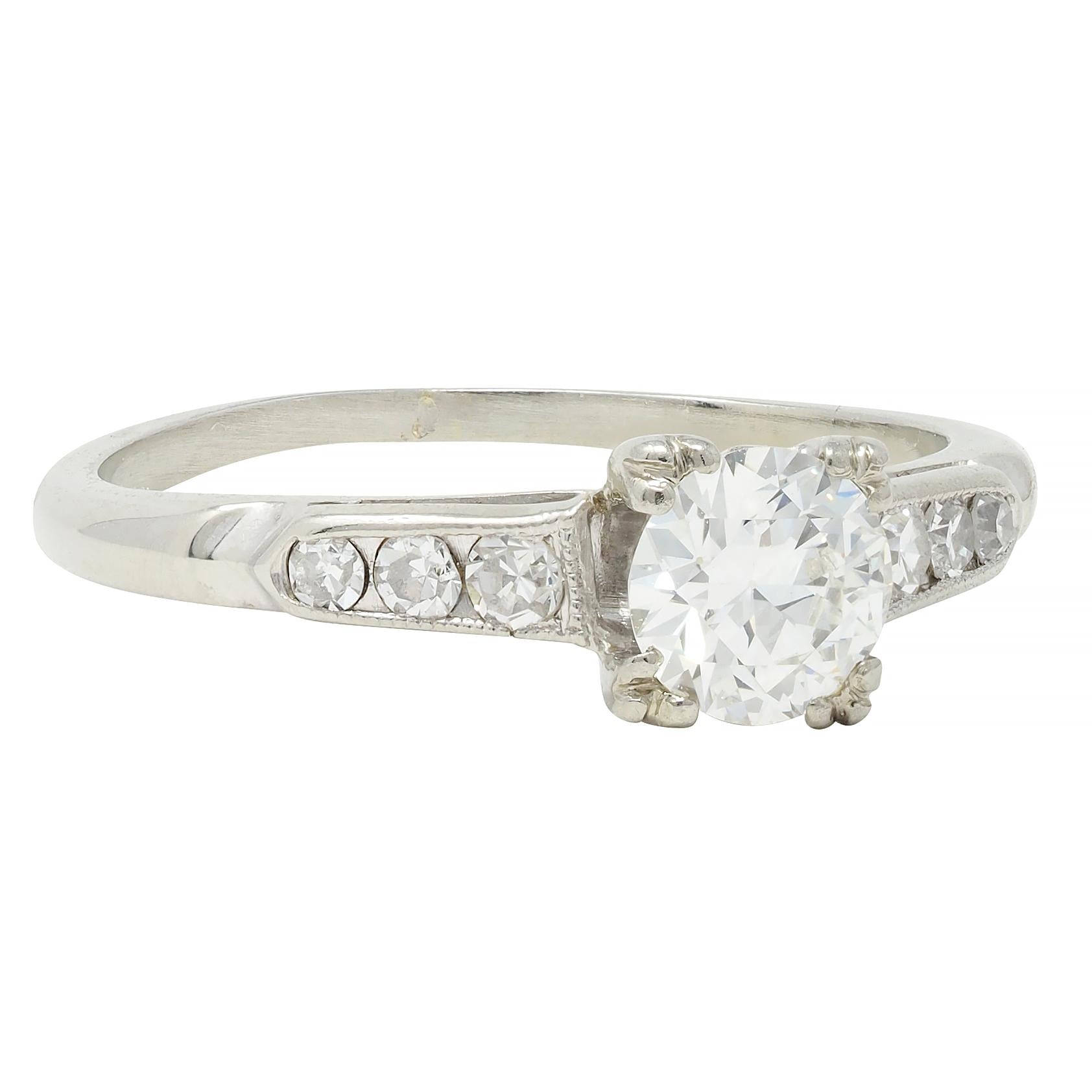 Late Art Deco 0.52 CTW Diamond 18 Karat White Gold Engagement Ring