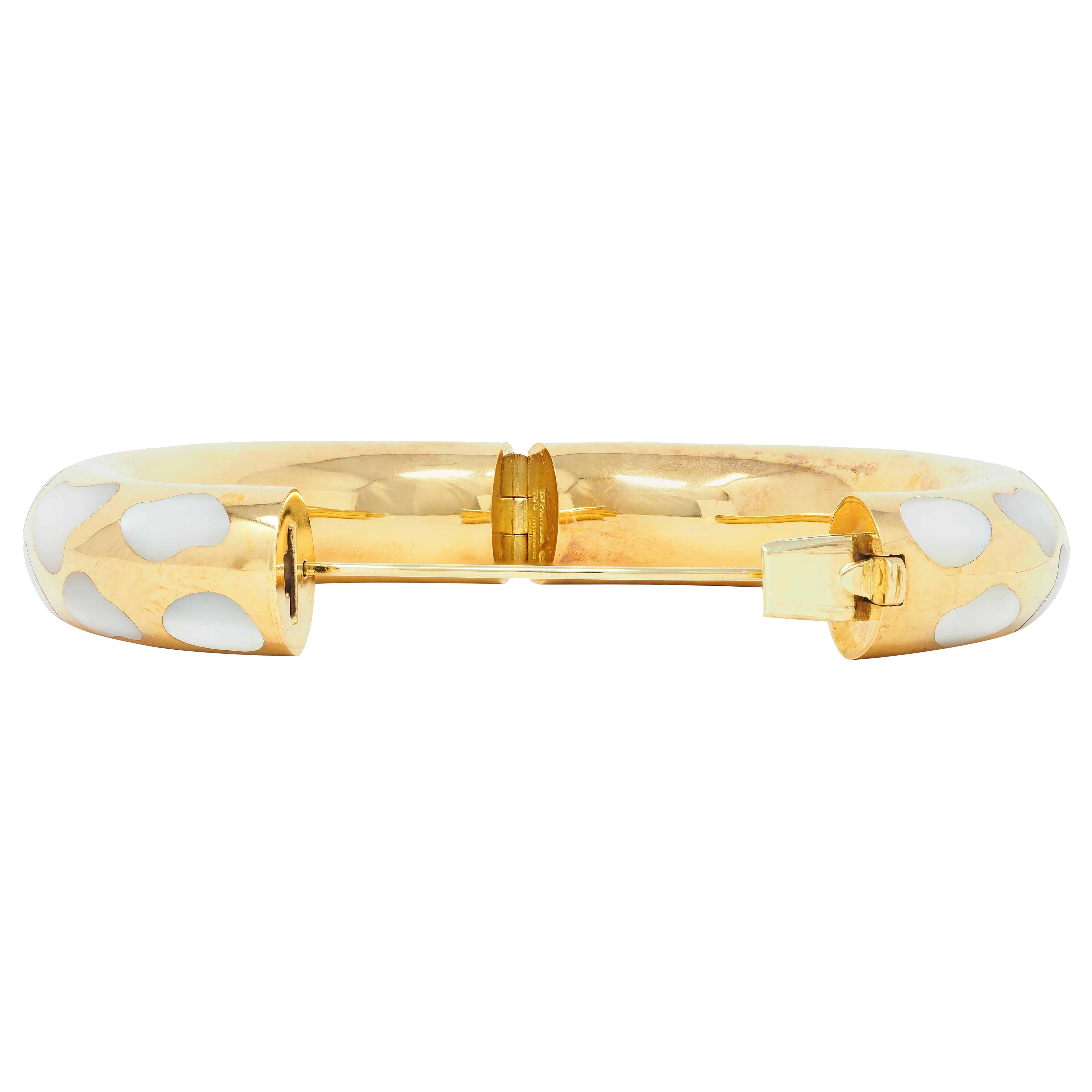 Tiffany & Co. Vintage Mother-Of-Pearl 18 Karat Yellow Gold Inlay Bangle Bracelet