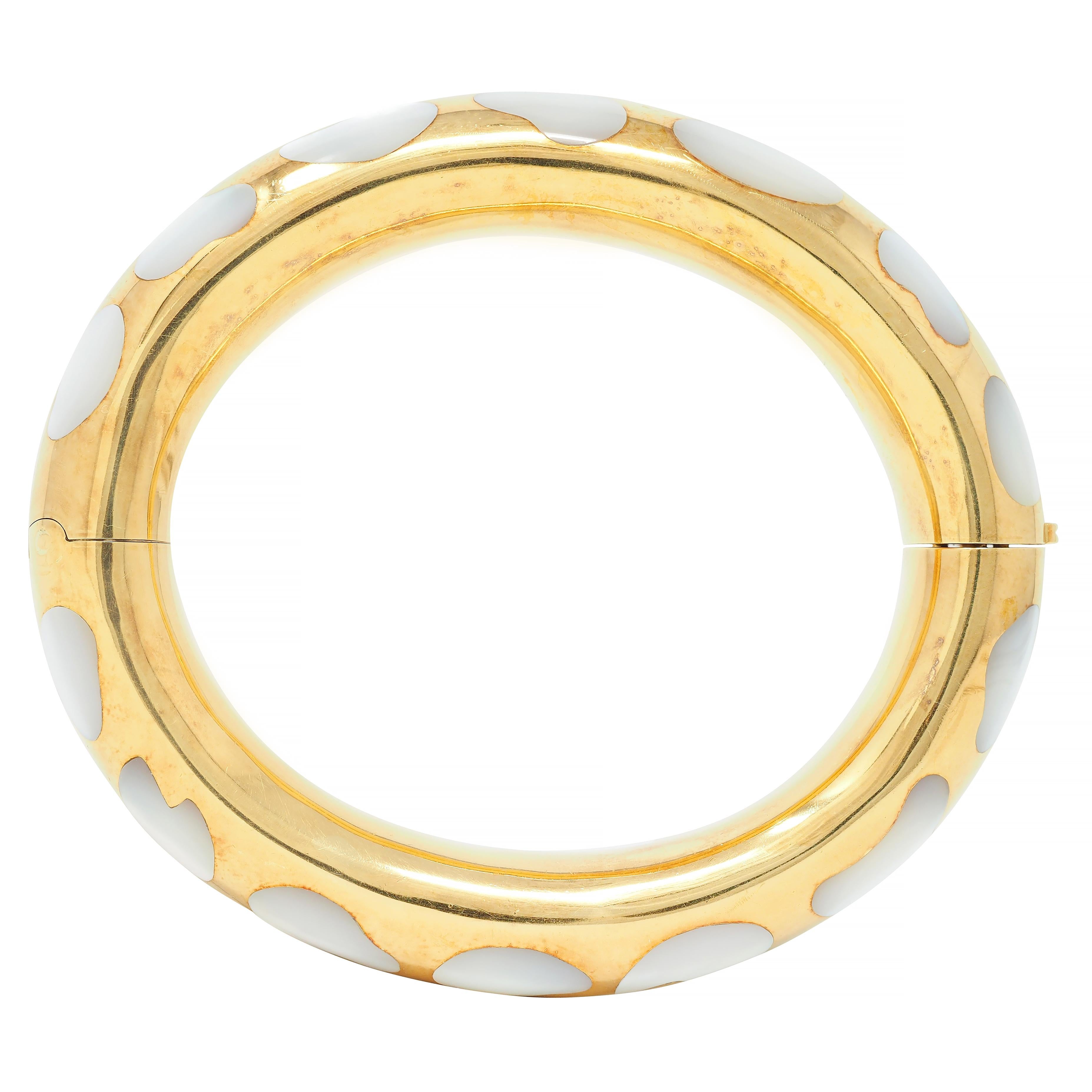 Tiffany & Co. Vintage Mother-Of-Pearl 18 Karat Yellow Gold Inlay Bangle Bracelet