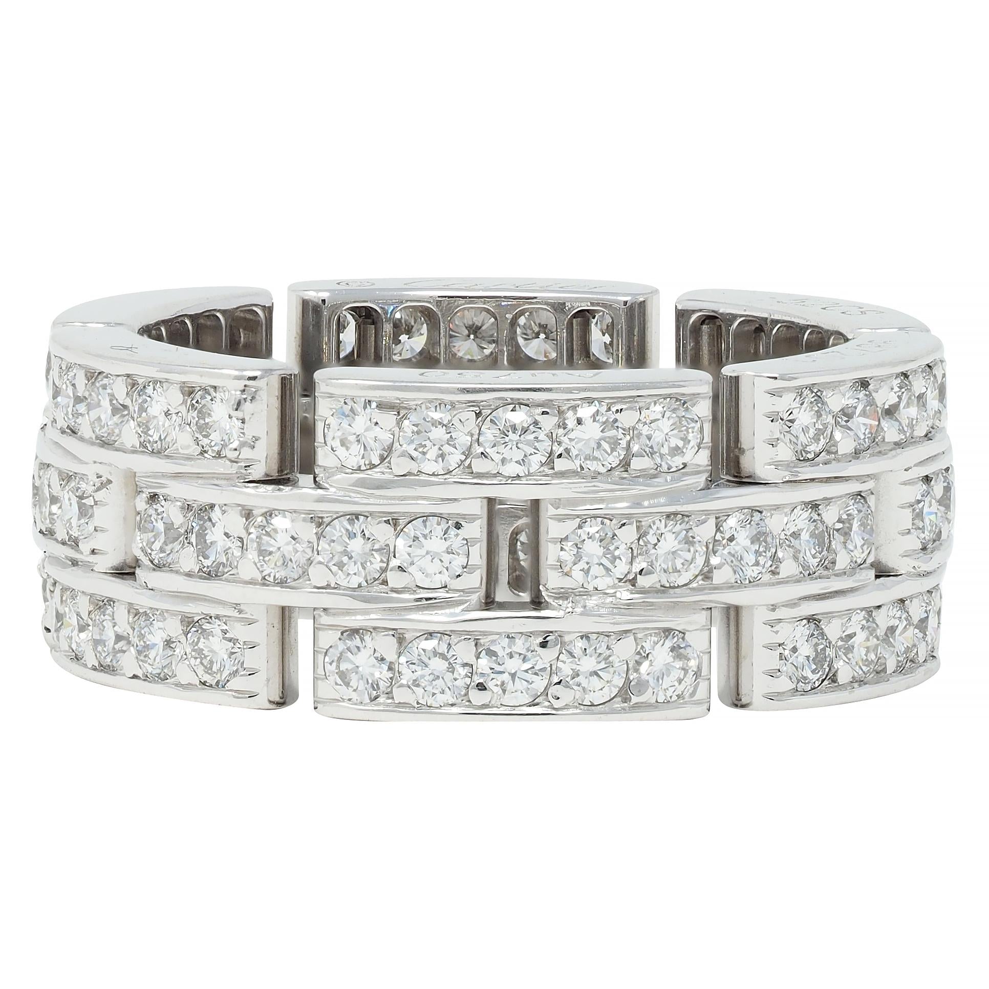 Cartier 1.40 CTW Diamond 18 Karat White Gold Maillon Panthère Band Ring