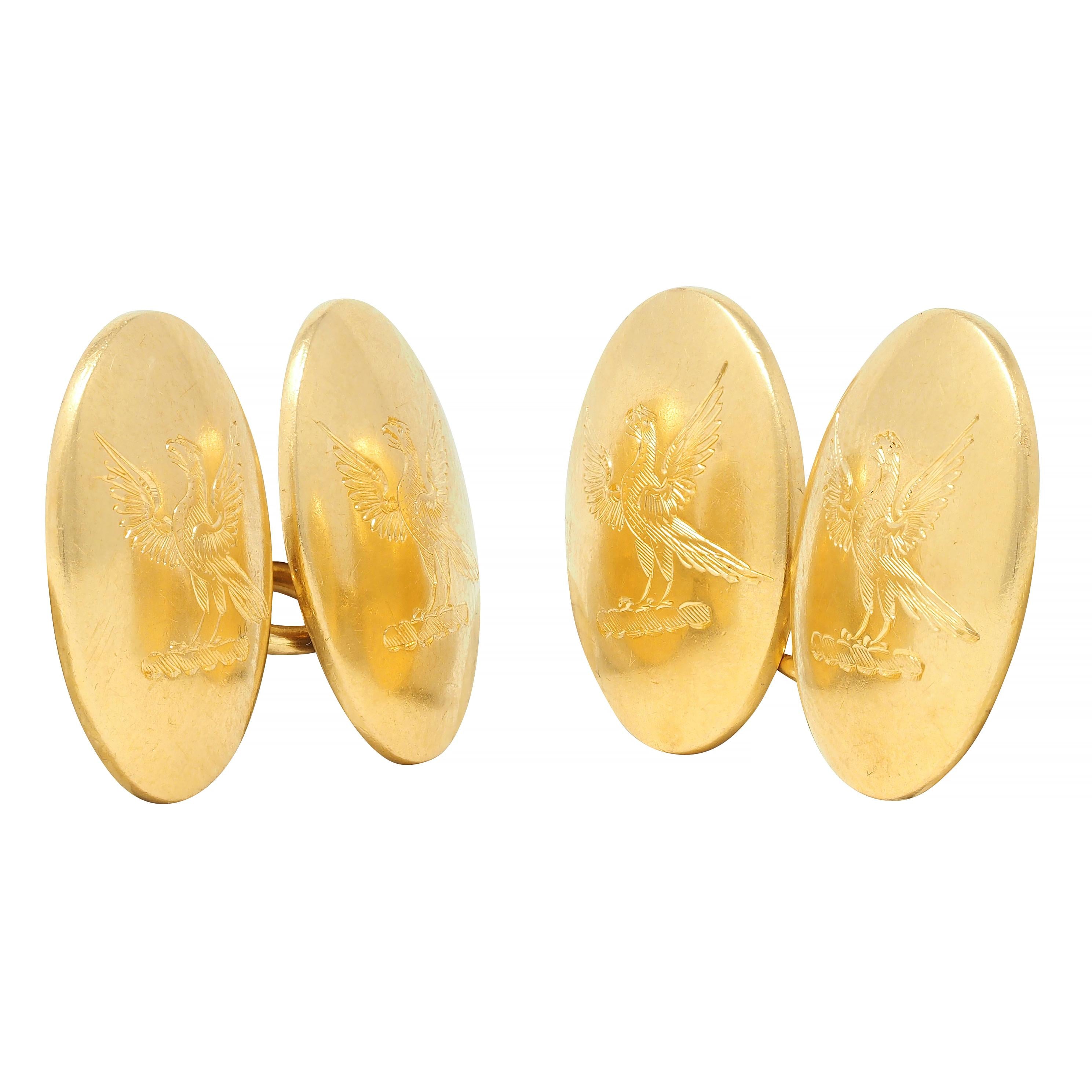 Victorian 18 Karat Yellow Gold Eagle Antique Bird Link Cufflinks