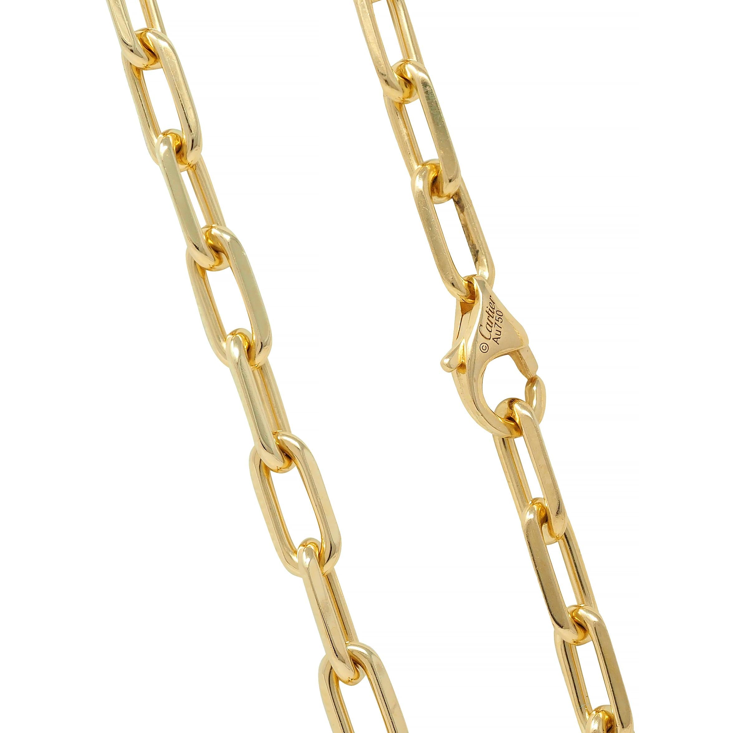 Cartier Vintage Diamond 18 Karat Yellow Gold Hanging Panthere Pendant Necklace