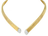 Cartier 1960's Diamond Platinum 18 Karat Gold Tubogas Collar Vintage Necklace