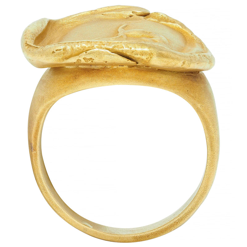 Kieselstein-Cord 18K Yellow Gold Abstrac Animal Intaglio Vintage Signet Ring