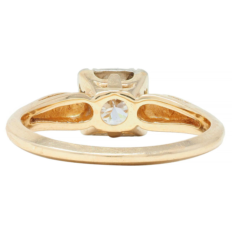 Retro 0.40 CTW Diamond 14 Karat Two-Tone Gold Solitaire Vintage Engagement Ring