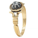 Georgian Old Mine Cut Diamond 18 Karat Gold Silver Antique Engagement Ring