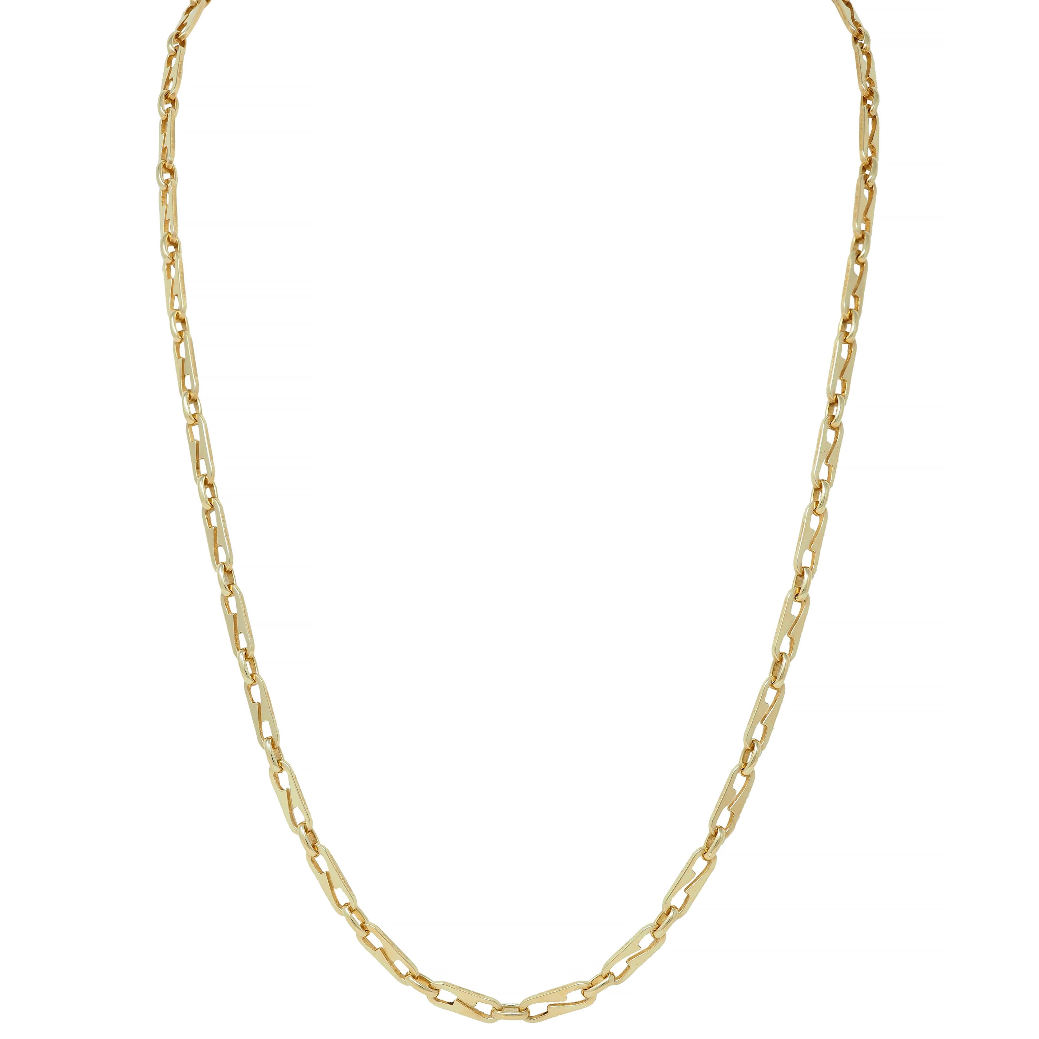 1990's 14 Karat Yellow Gold Vintage Fancy Paperclip Chain Link Unisex Necklace