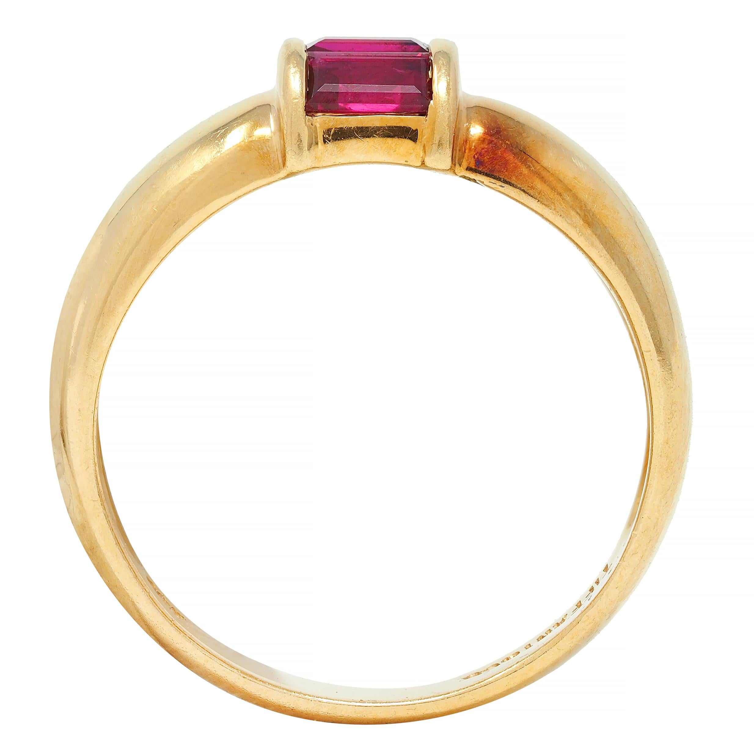 Tiffany & Co. 1990s Red Ruby 18 Karat Yellow Gold Vintage Stacking Band Ring