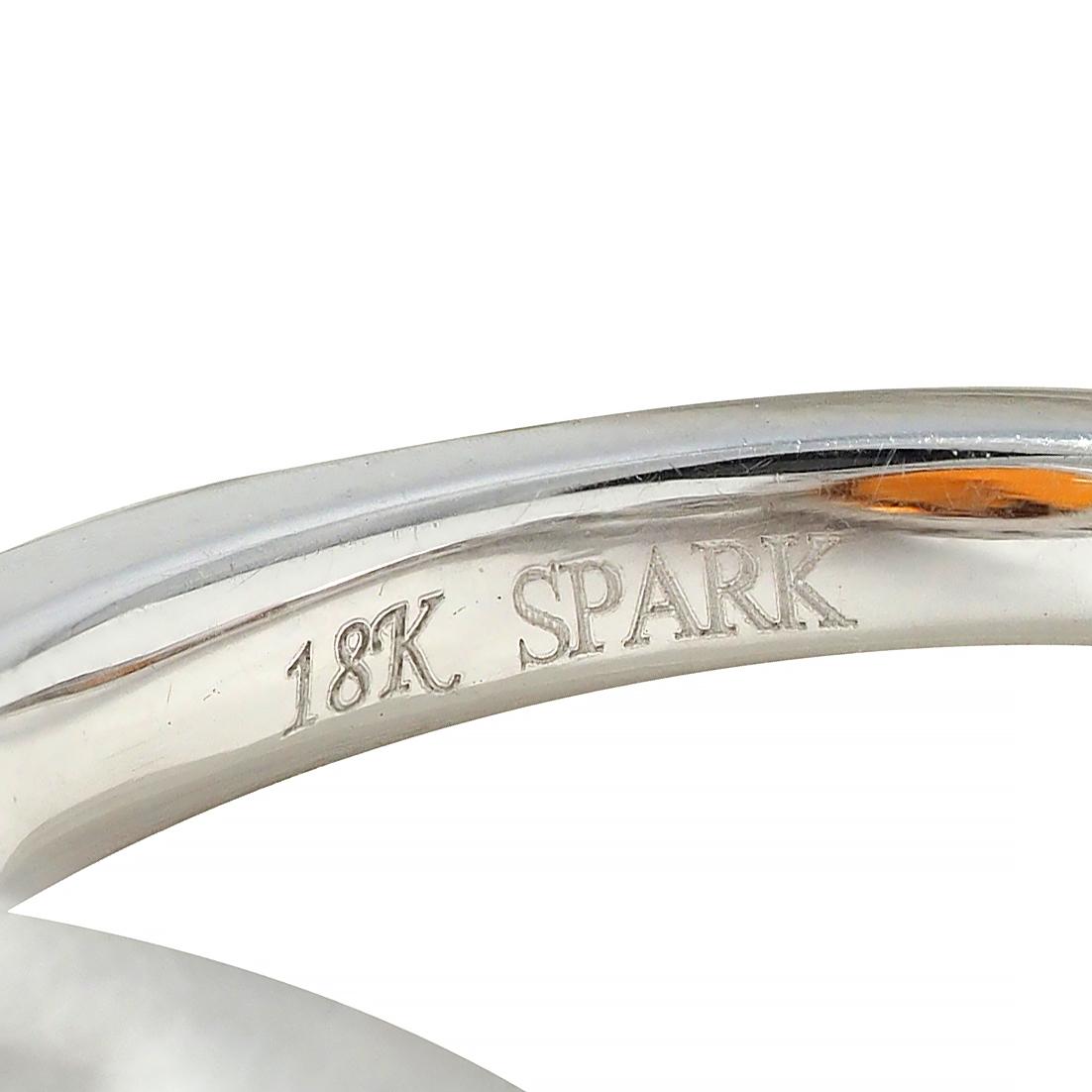 Spark 12.59 CTW Orange Sapphire Diamond 18K White Gold Contemporary Halo Ring