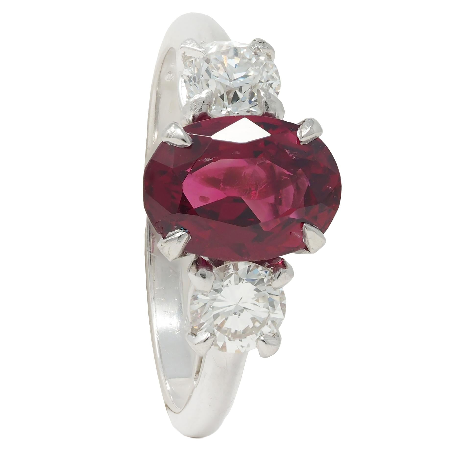 Shreve Crump & Low Mid-Century 1.89 CTW Spinel Diamond Platinum Vintage Ring