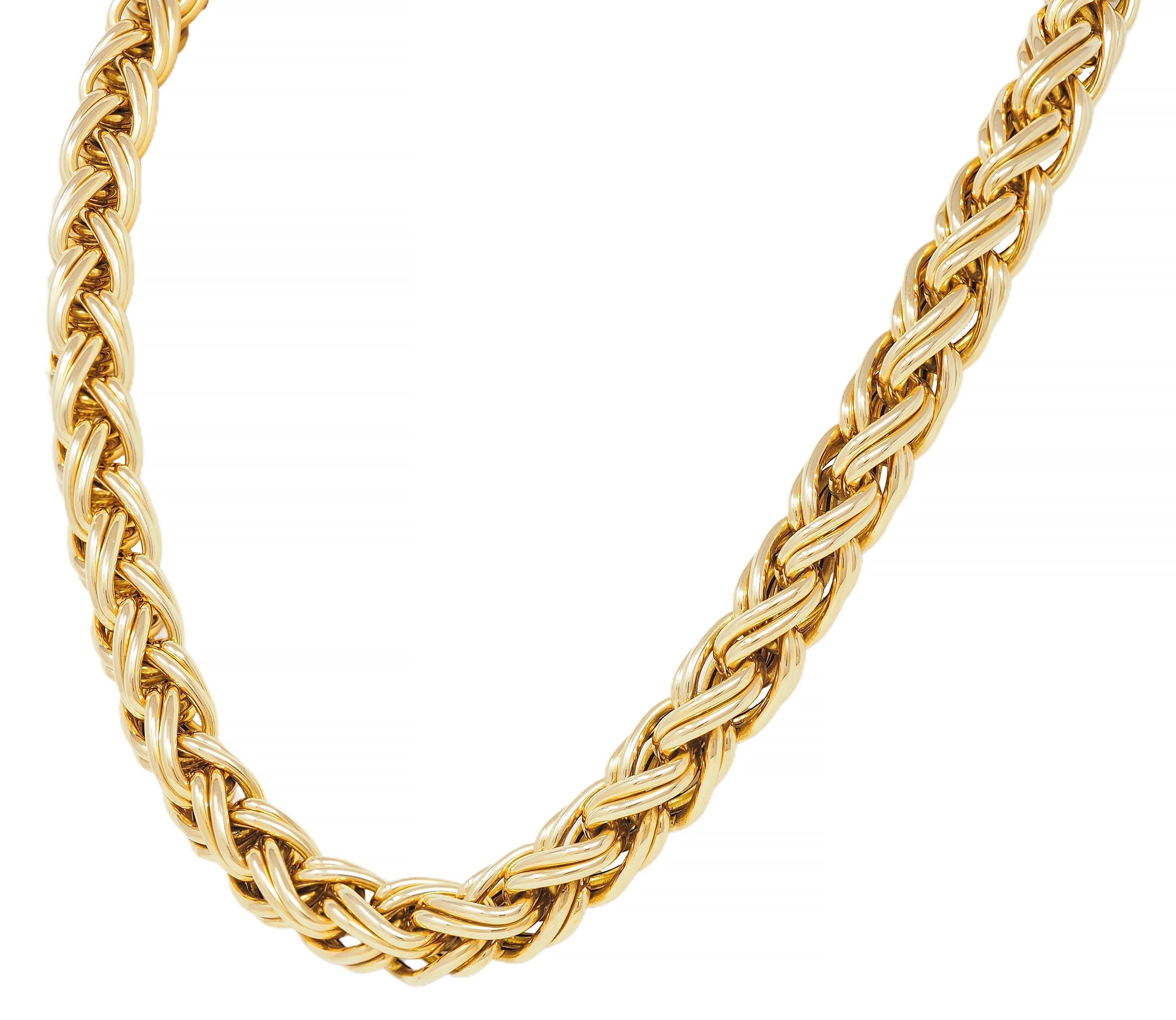 Caplain Paris 1970's French 18 Karat Yellow Gold Vintage Wheat Chain Necklace