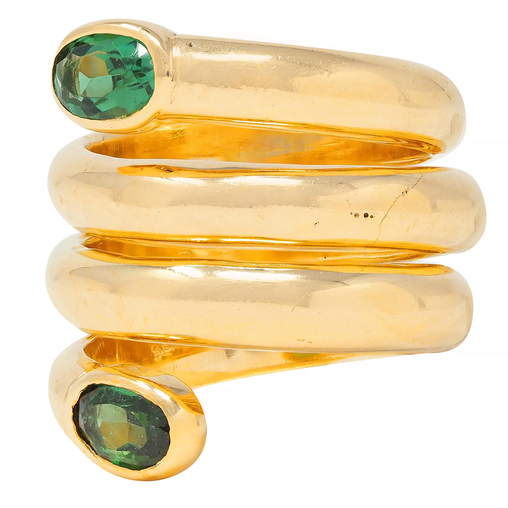 Cartier 1970's Green Tourmaline 18 Karat Yellow Gold Vintage Wrap Ring