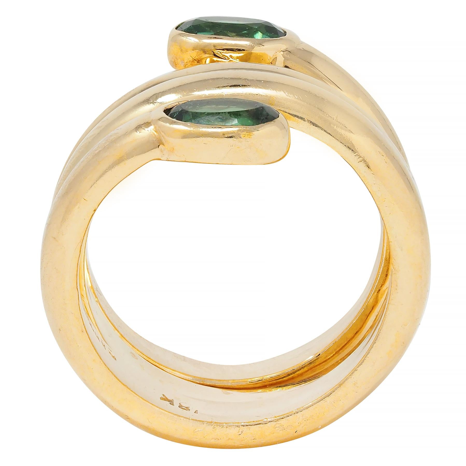 Cartier 1970's Green Tourmaline 18 Karat Yellow Gold Vintage Wrap Ring