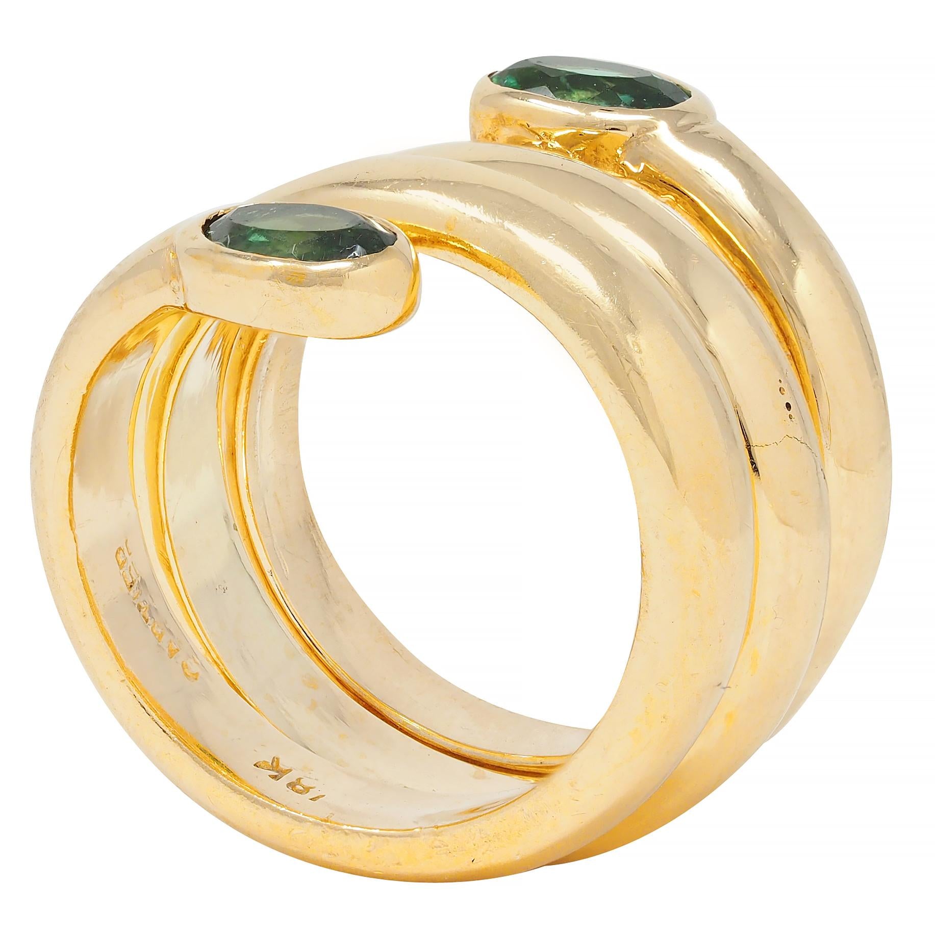 Cartier 1970's Green Tourmaline 18 Karat Yellow Gold Vintage Wrap Ring