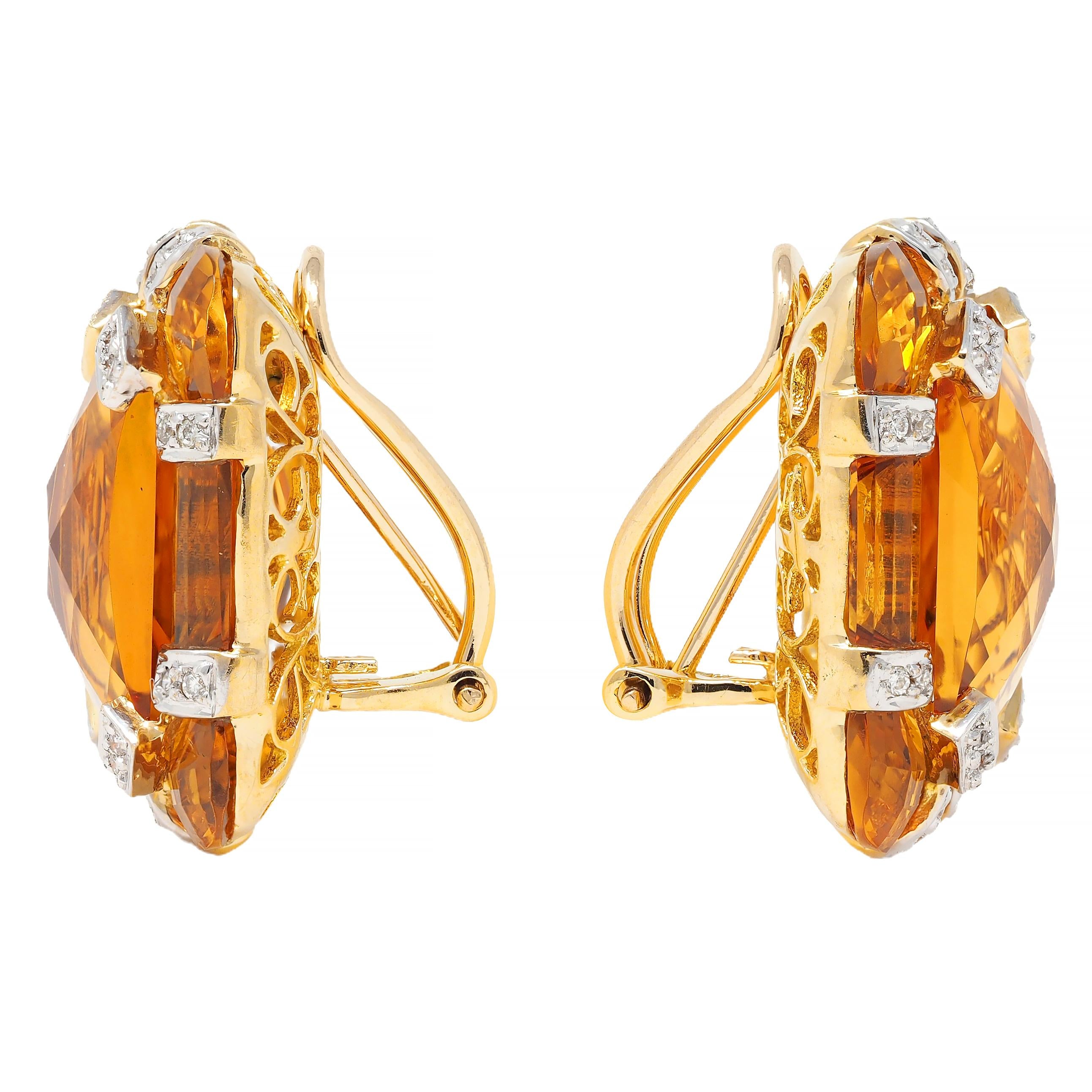 Bellarri 2000's 32.04 CTW Citrine Diamond 18 Karat Gold Reflections Earrings