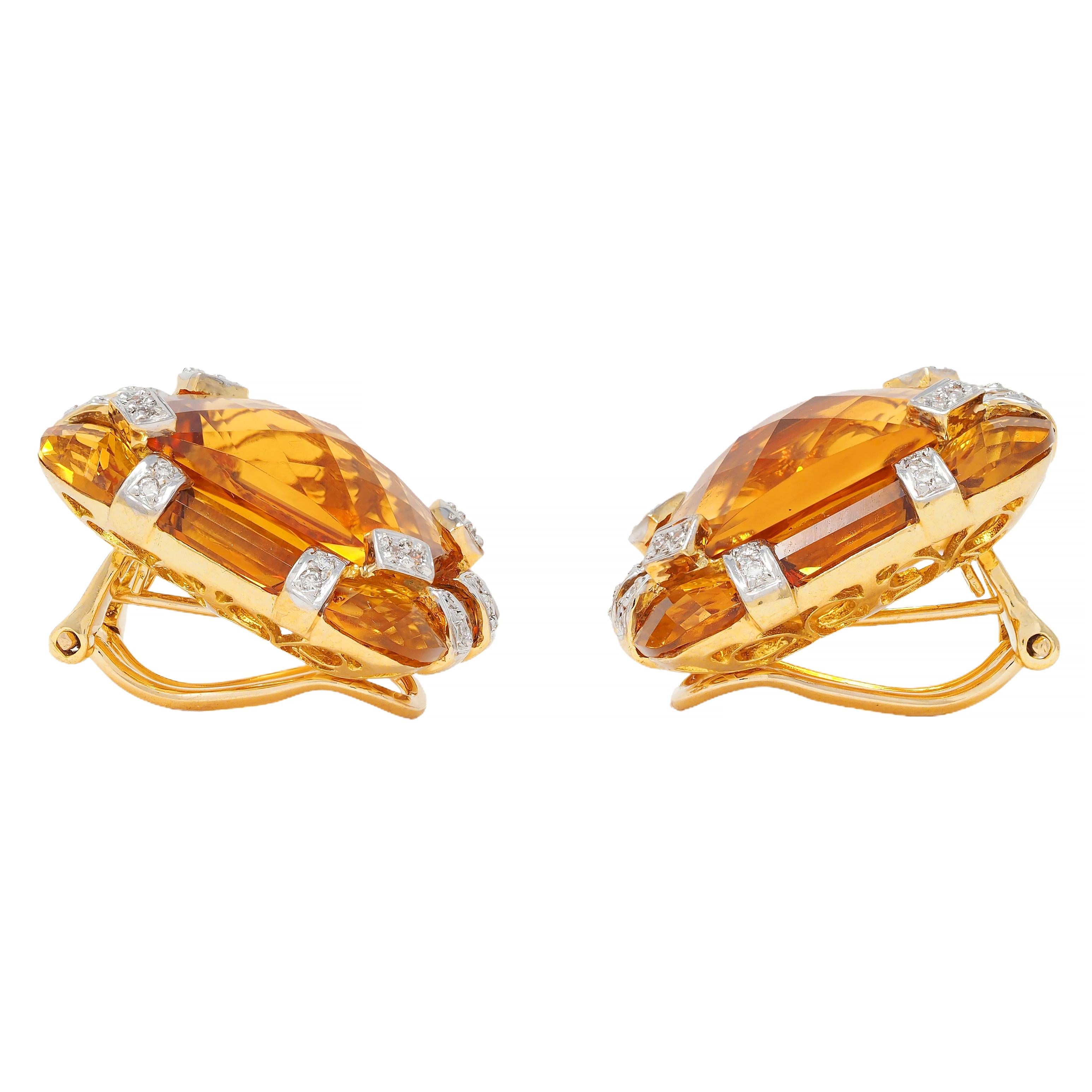 Bellarri 2000's 32.04 CTW Citrine Diamond 18 Karat Gold Reflections Earrings