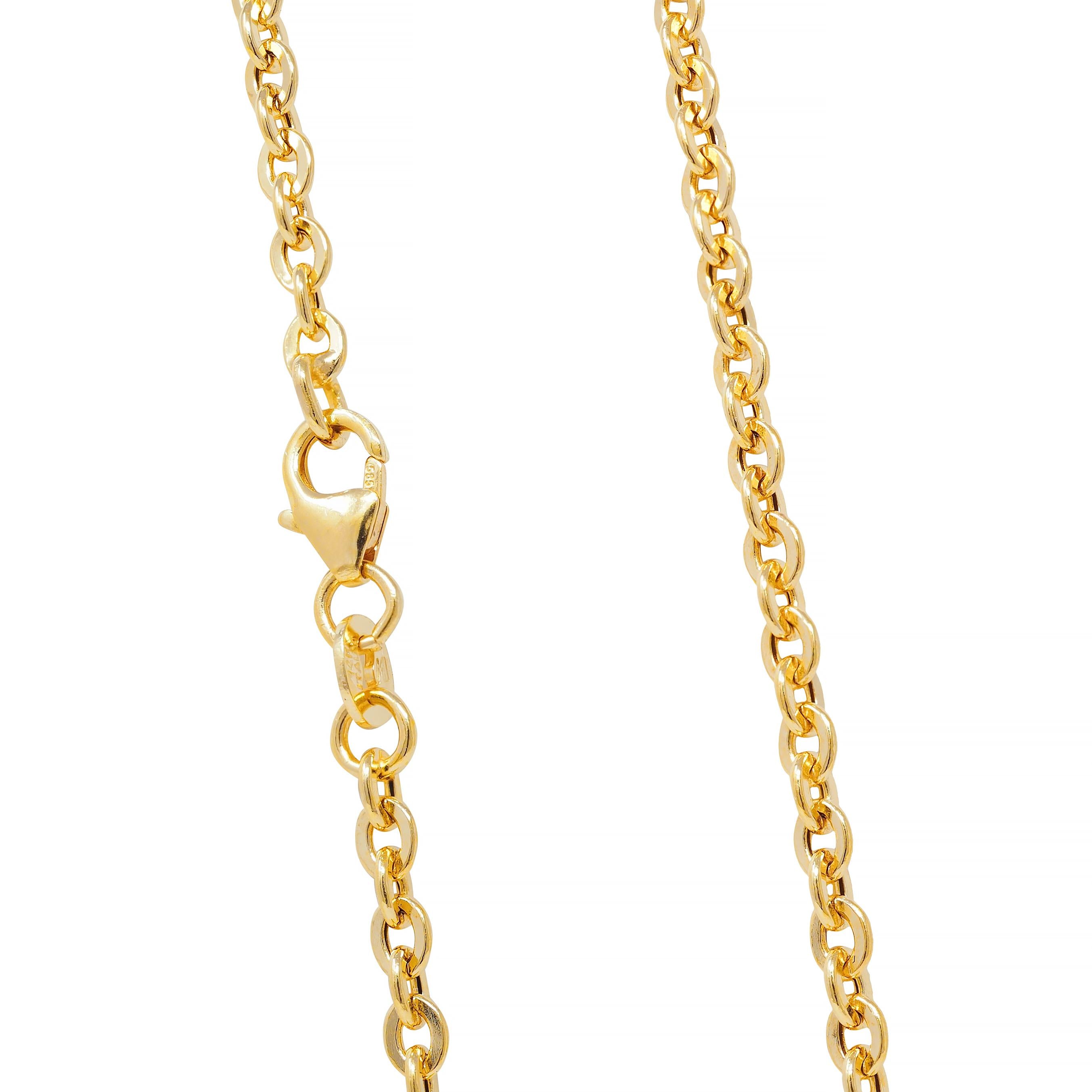 1990s 14 Karat Yellow Gold 24 1/4 IN Vintage Cable Link Chain Necklace