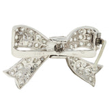 Art Deco 2.72 CTW Diamond Platinum 18 Karat Gold Vintage Bow Brooch