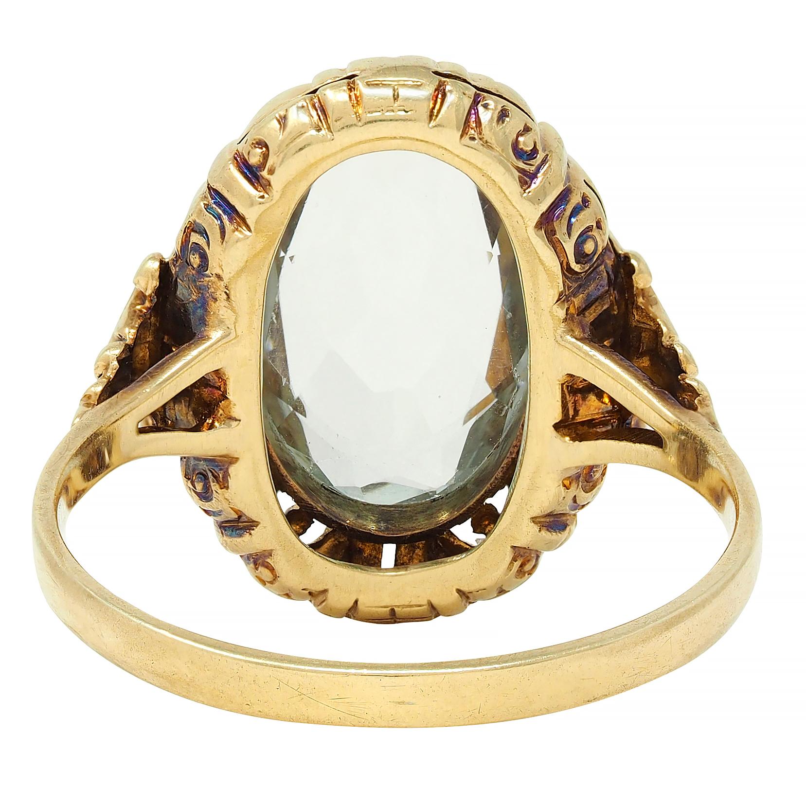 Victorian 3.02 CTW Aquamarine 14 Karat Yellow Gold Antique Ring