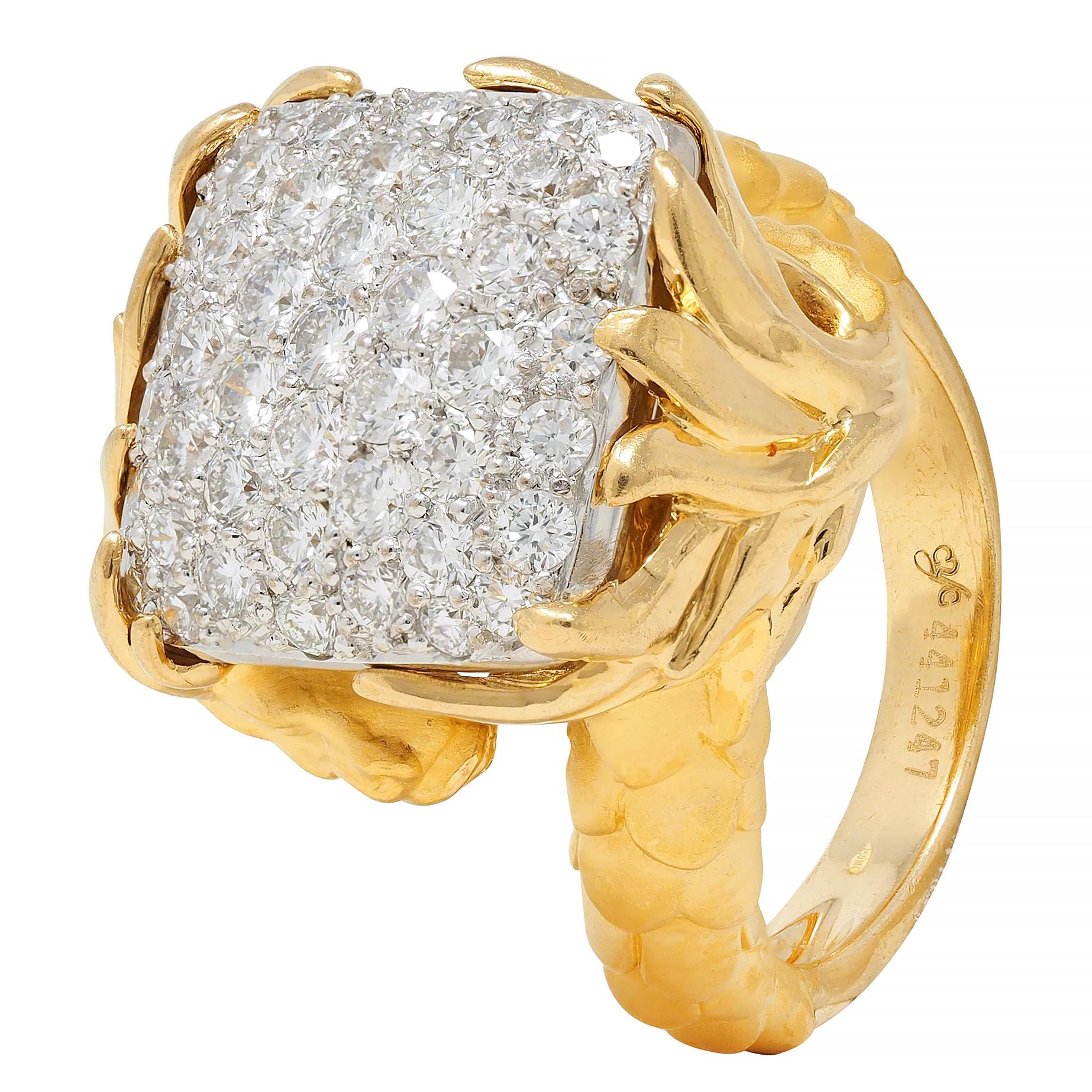 Carrera y Carrera 1.25 CTW Diamond 18 Karat Two-Tone Gold Pavé Dragon Ring