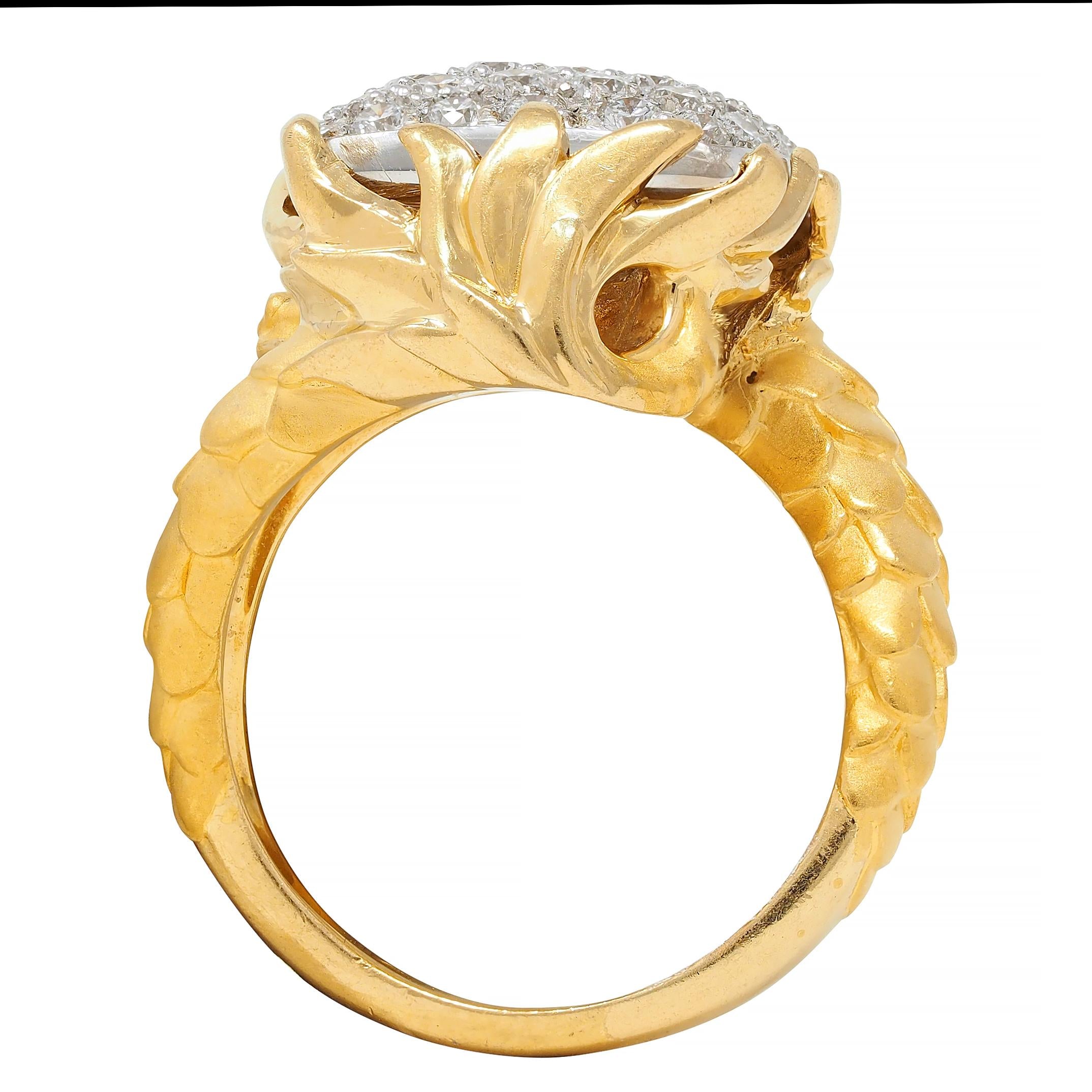 Carrera y Carrera 1.25 CTW Diamond 18 Karat Two-Tone Gold Pavé Dragon Ring