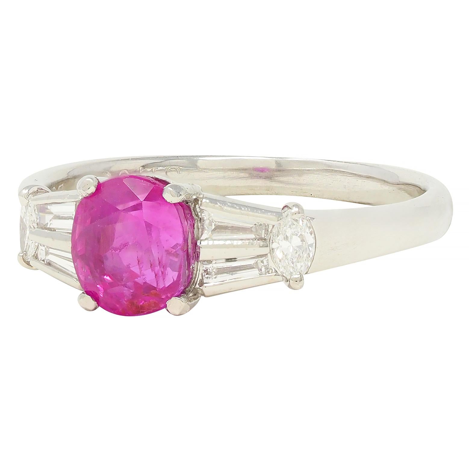 Contemporary 2.23 CTW No Heat Burma Ruby Diamond Platinum Ring GIA