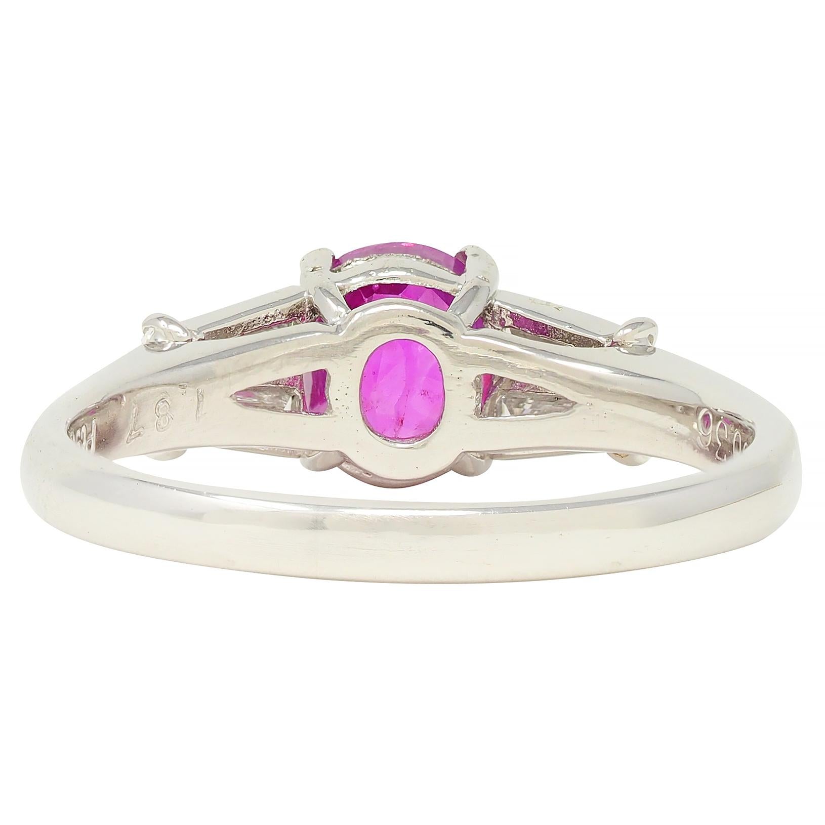 Contemporary 2.23 CTW No Heat Burma Ruby Diamond Platinum Ring GIA