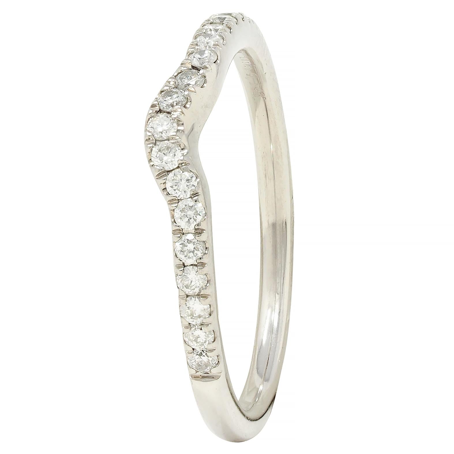 Contemporary Diamond 14 Karat White Gold Contour Wedding Band Ring