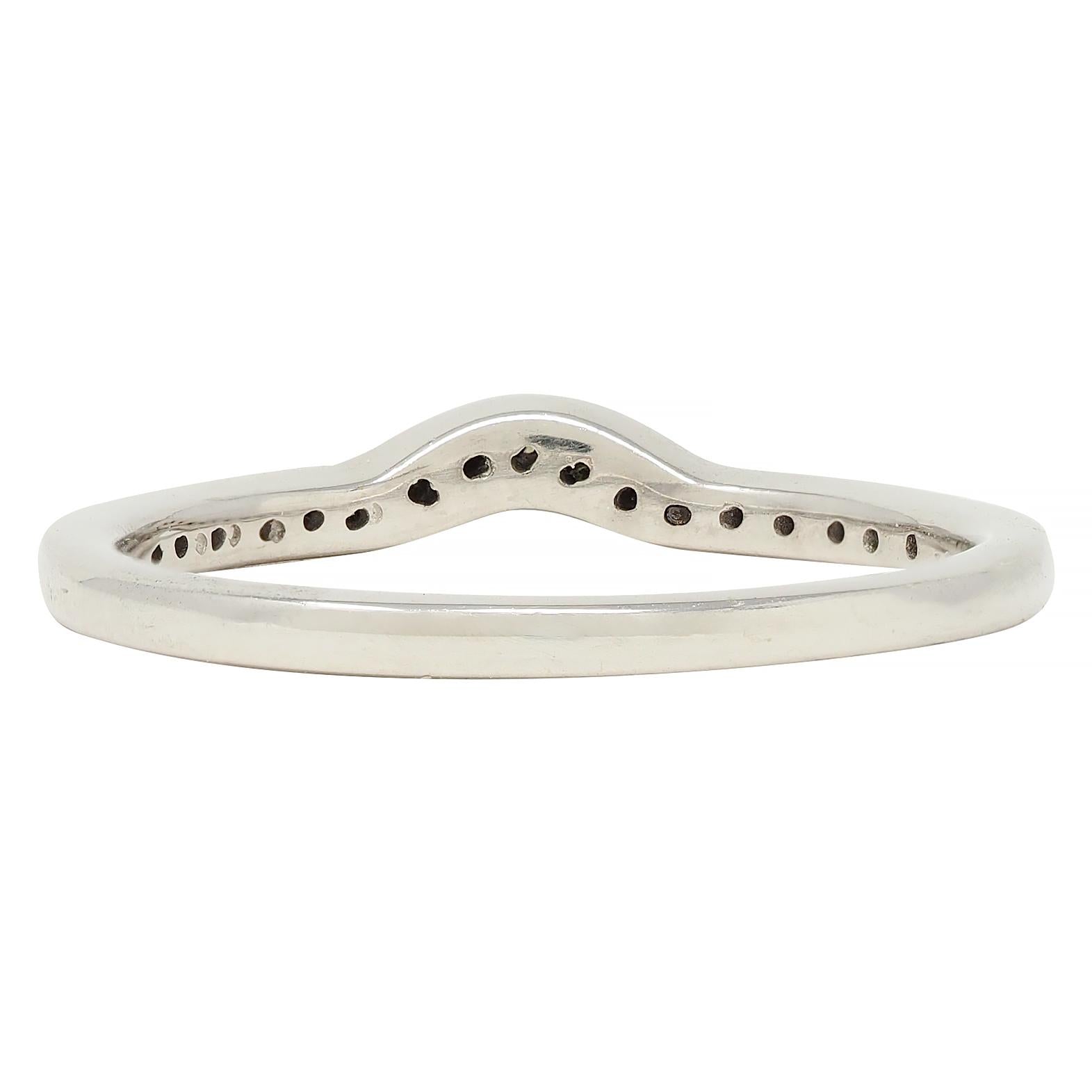 Contemporary Diamond 14 Karat White Gold Contour Wedding Band Ring