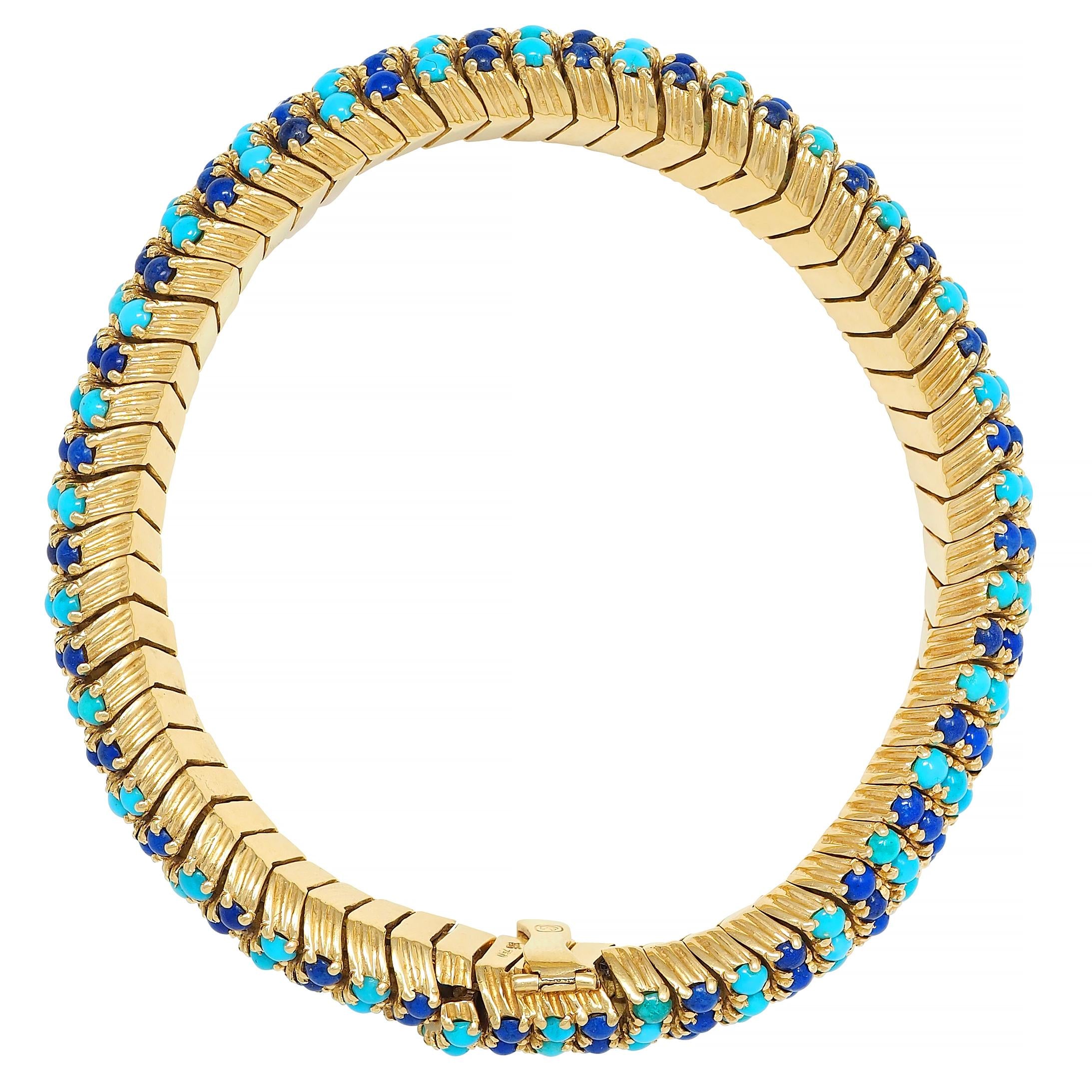 Pomellato Lapis Lazuli Turquoise 18 Karat Yellow Gold Vintage Bracelet