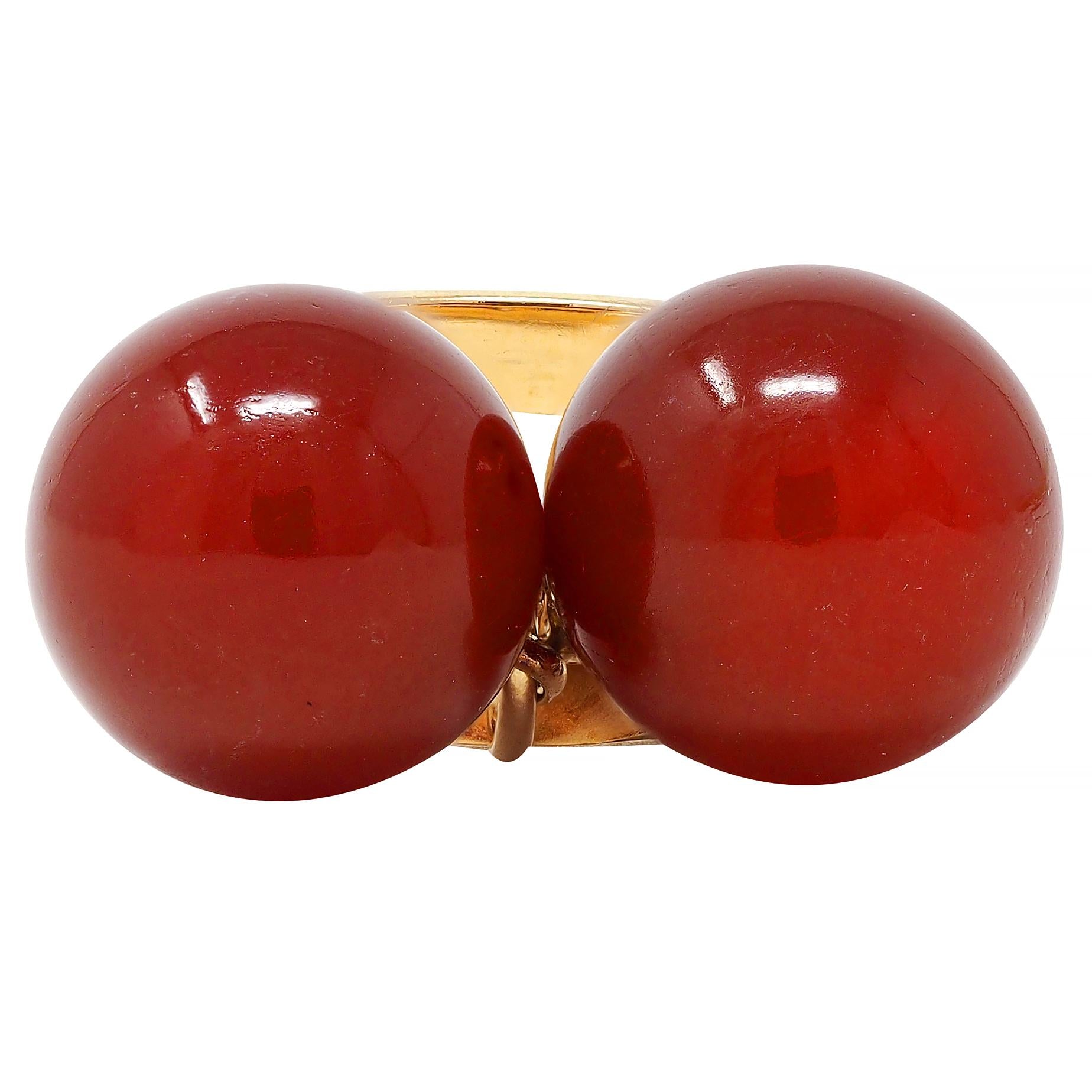 Cartier French 1960's Carnelian 18 Karat Yellow Gold Vintage Bauble Ring