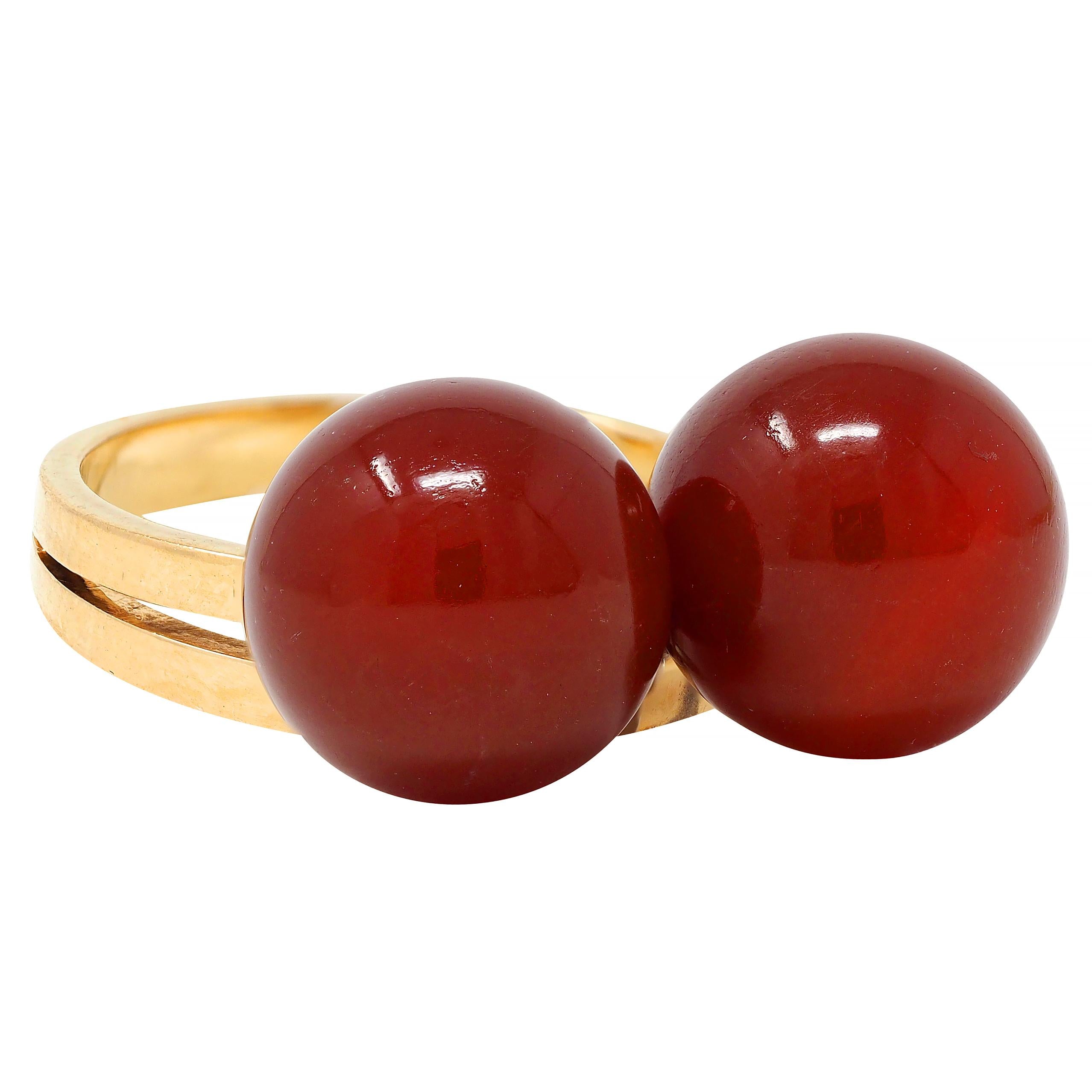 Cartier French 1960's Carnelian 18 Karat Yellow Gold Vintage Bauble Ring