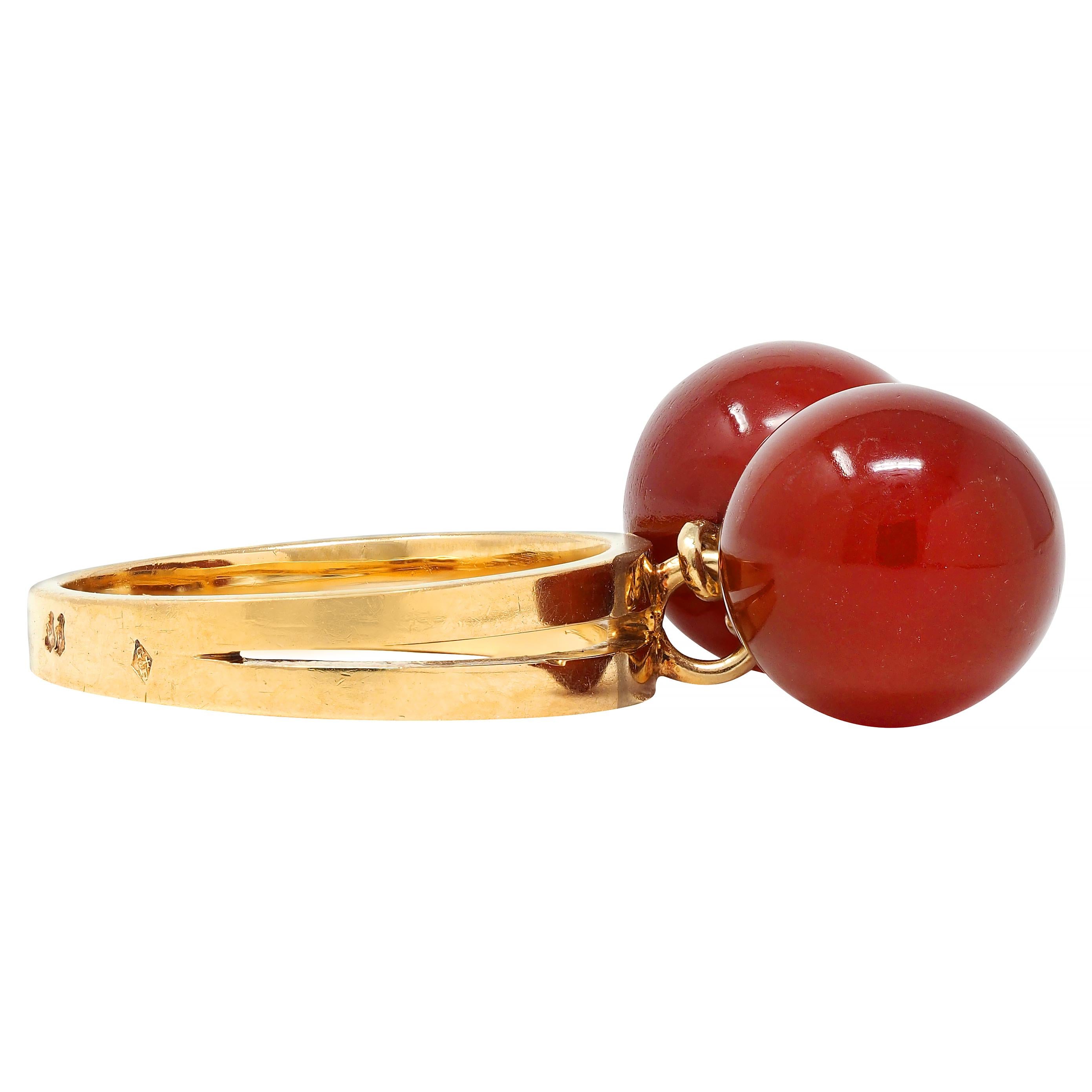 Cartier French 1960's Carnelian 18 Karat Yellow Gold Vintage Bauble Ring