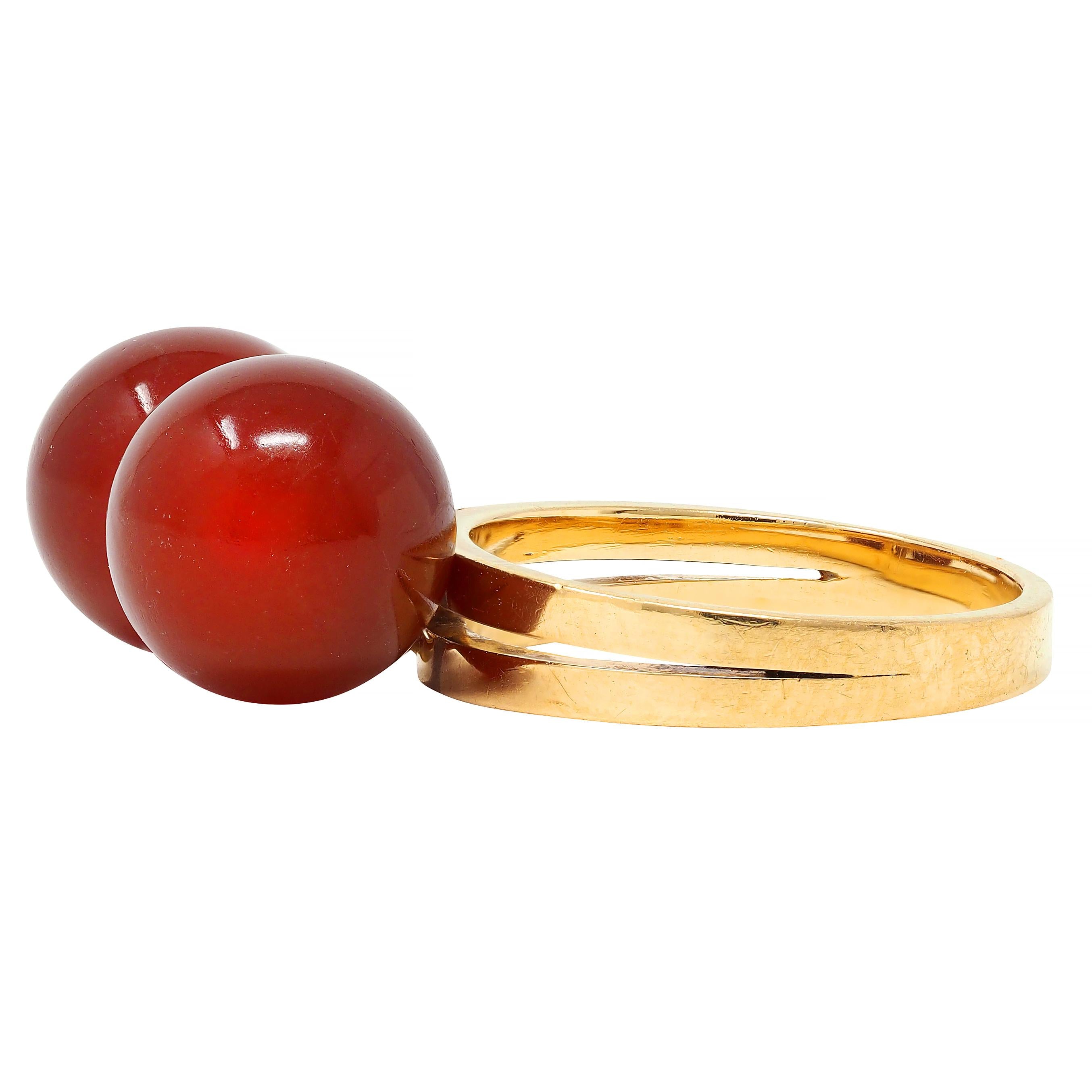 Cartier French 1960's Carnelian 18 Karat Yellow Gold Vintage Bauble Ring