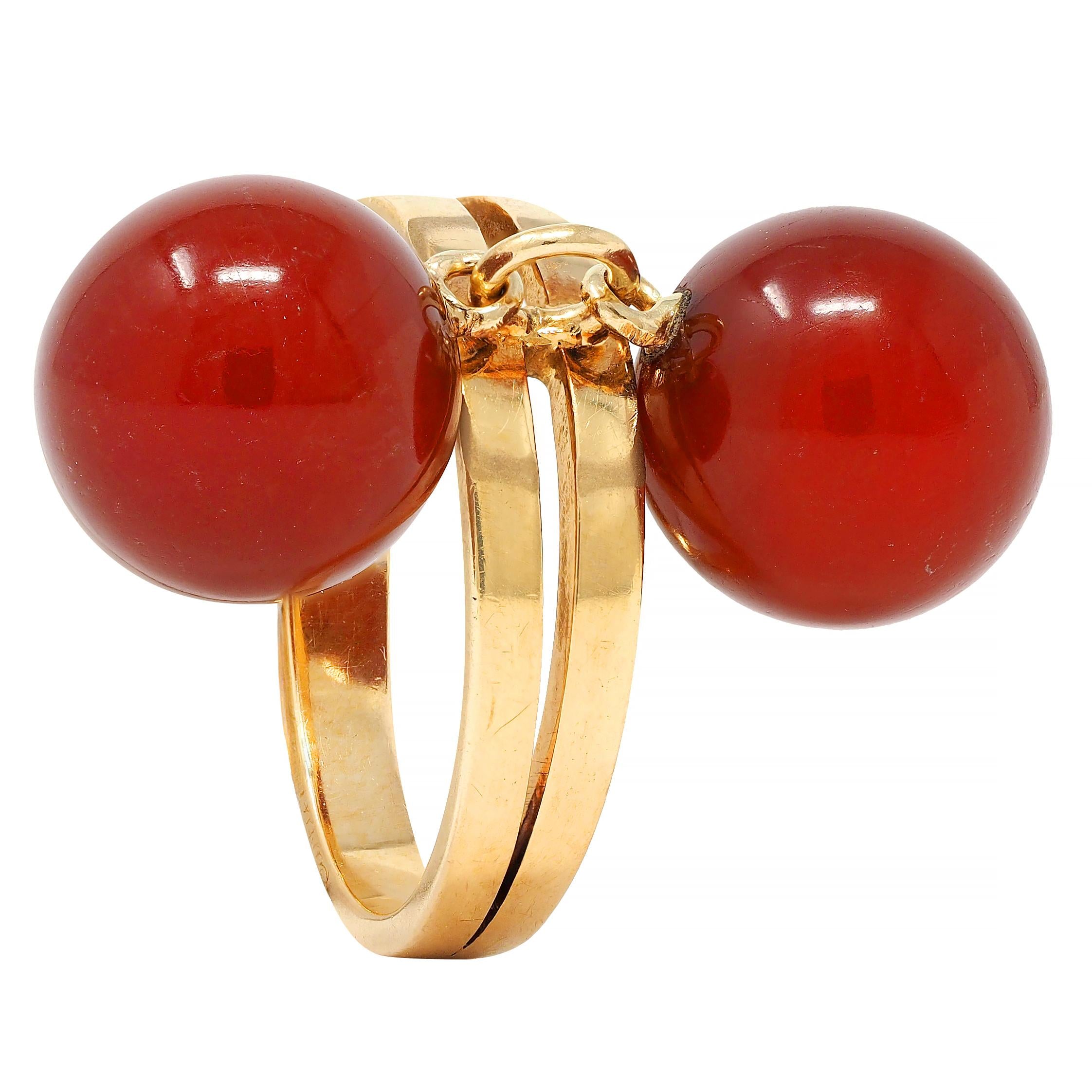 Cartier French 1960's Carnelian 18 Karat Yellow Gold Vintage Bauble Ring